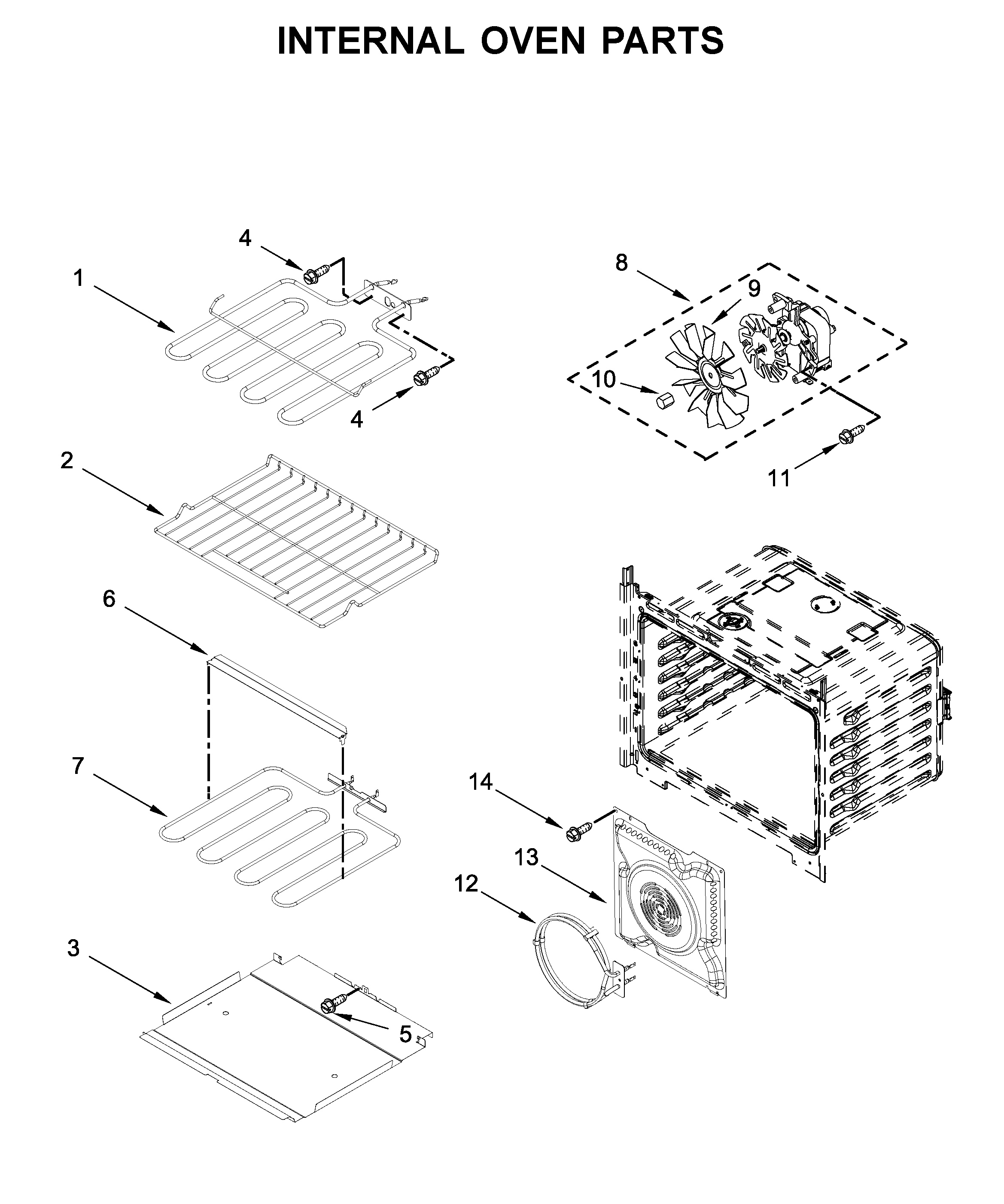 Whirlpool WOC75EC0HV02 internal oven parts diagram