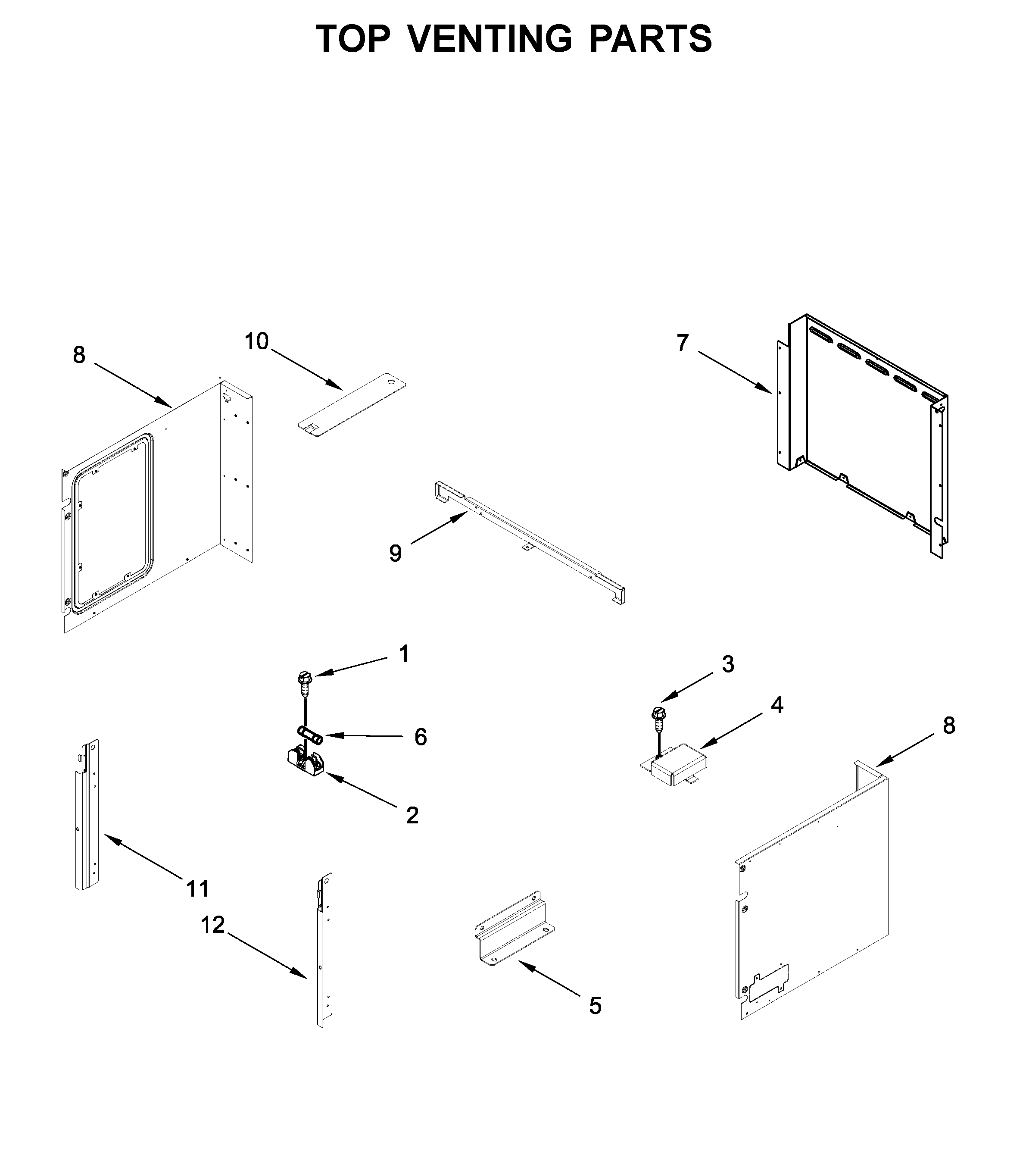 Whirlpool WOC75EC0HV02 top venting parts diagram