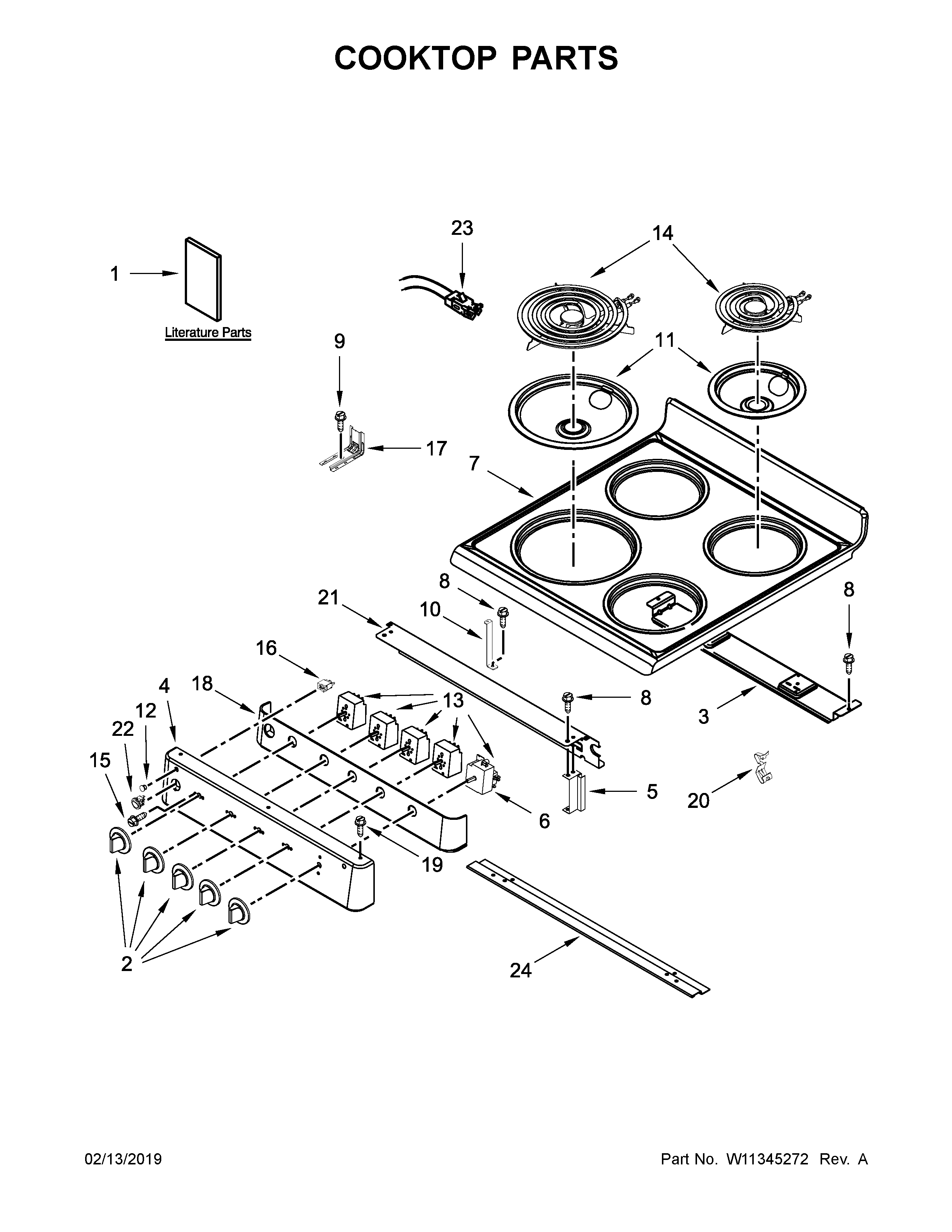 Amana AEP222VAW3 cooktop parts diagram