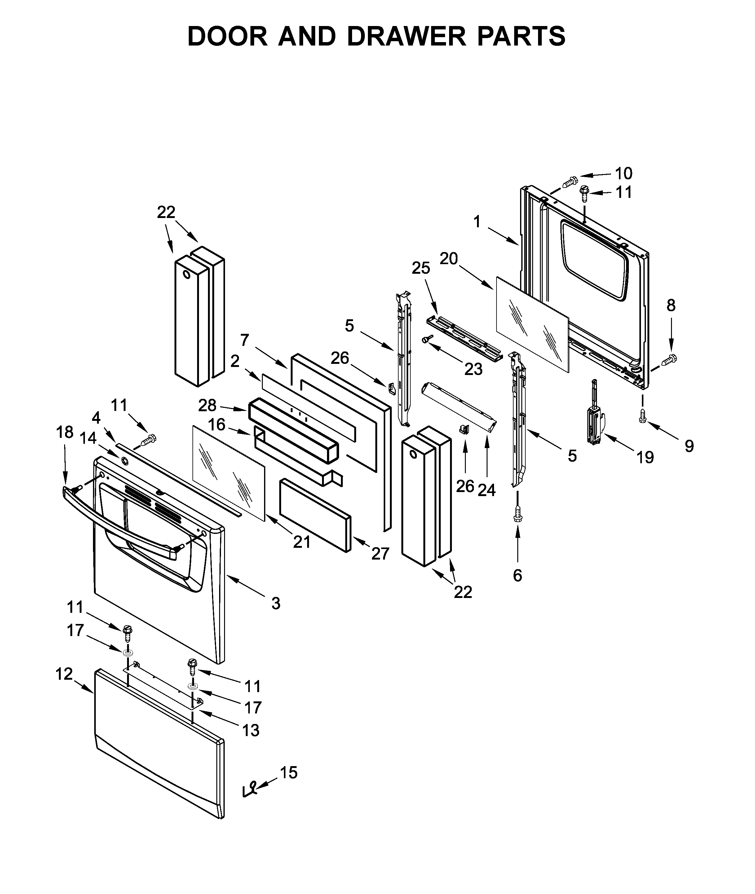 Amana AEP222VAW3 door and drawer parts diagram