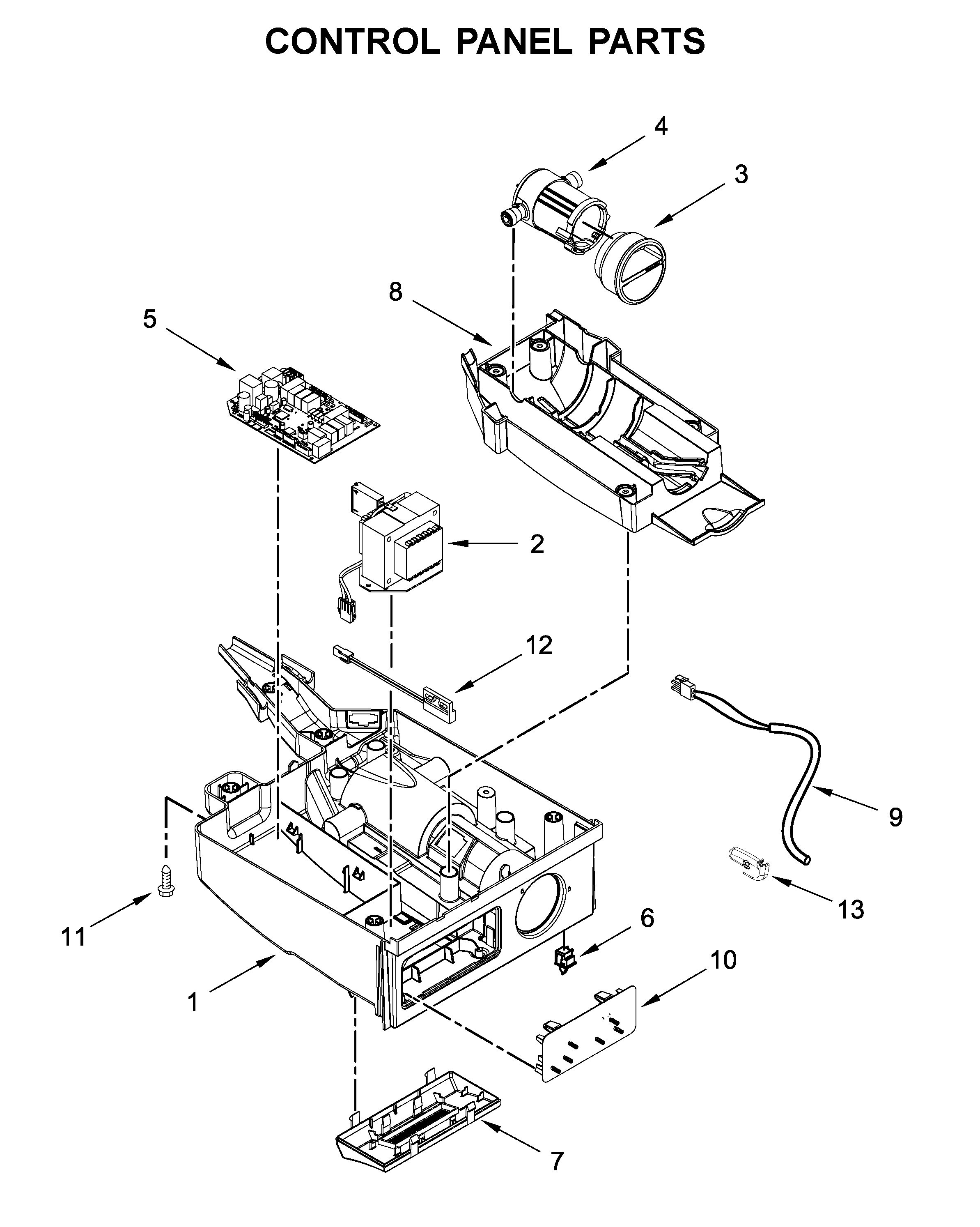 Whirlpool WUI95X15HZ00 control panel parts diagram