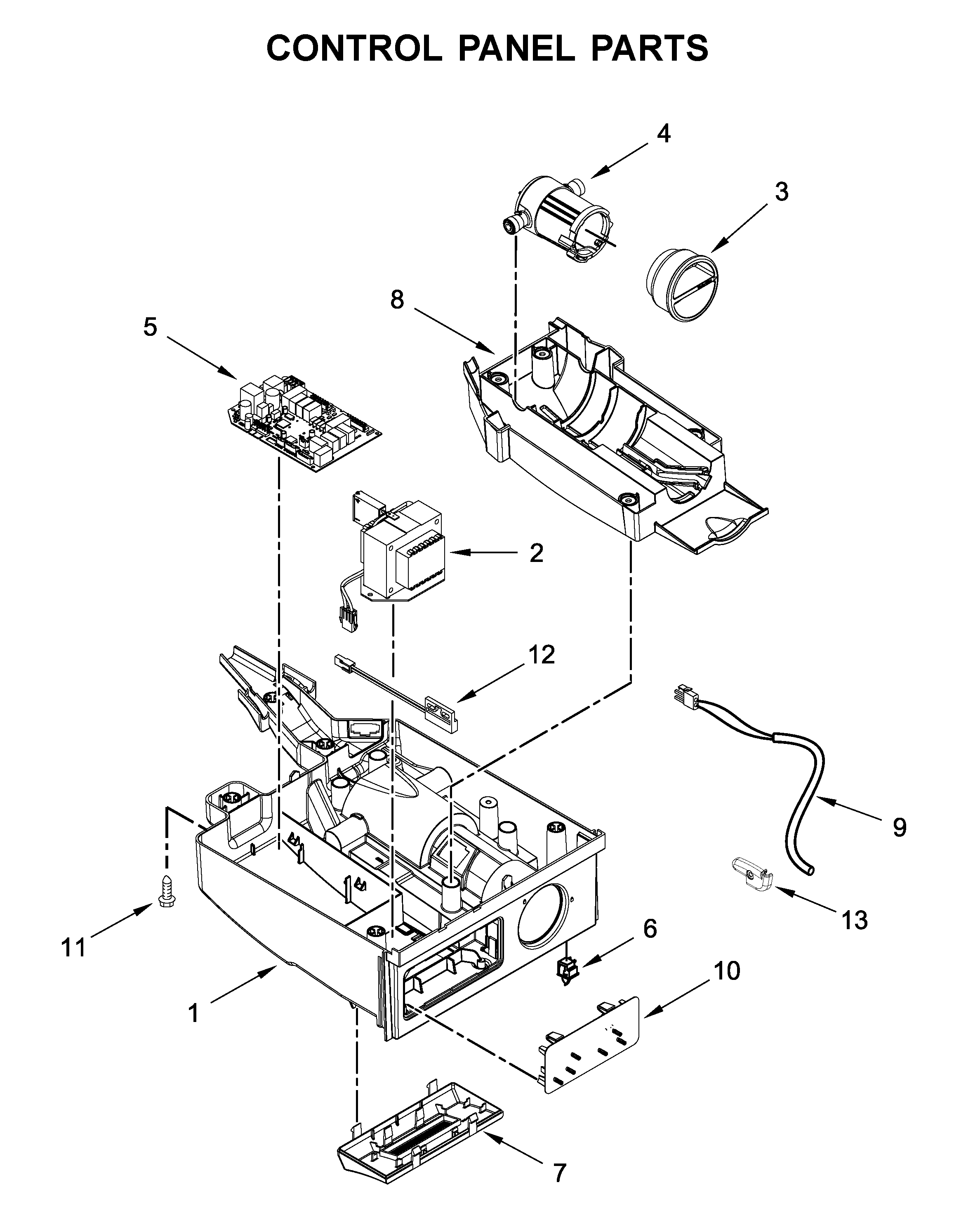 KitchenAid KUIO338HSS00 control panel parts diagram