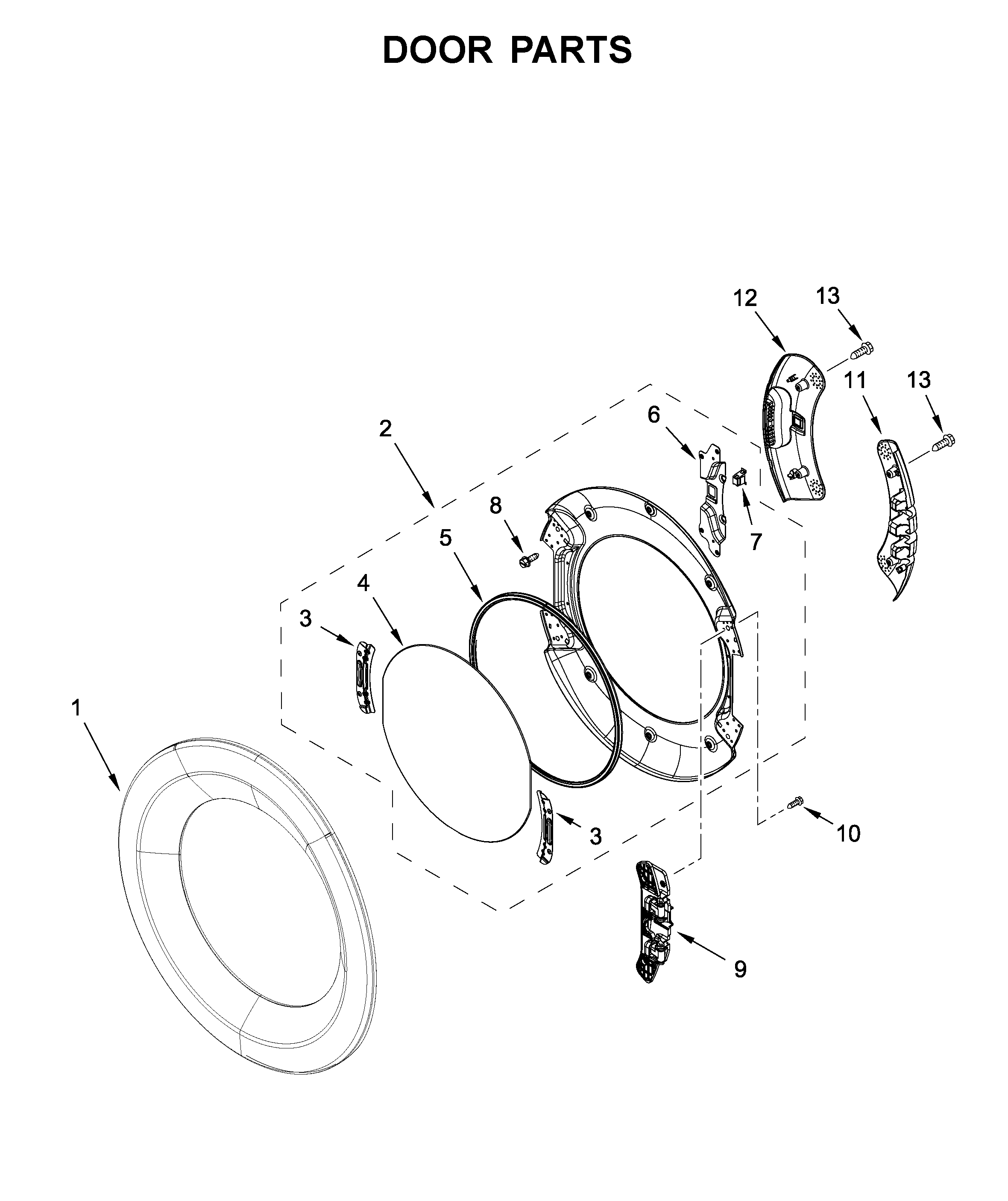 Whirlpool WED8620HW0 door parts diagram