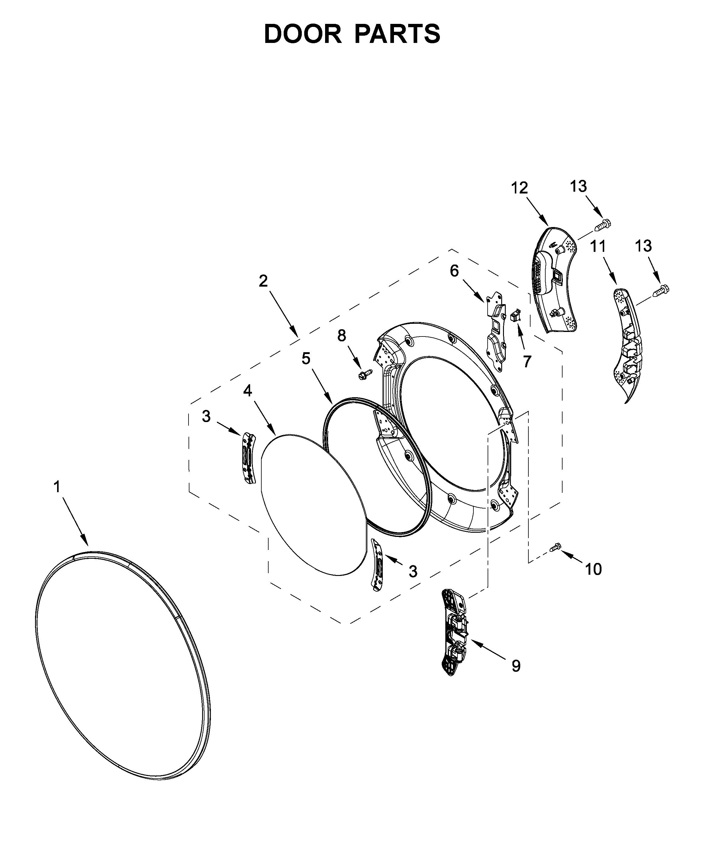 Whirlpool WGD8620HW0 door parts diagram
