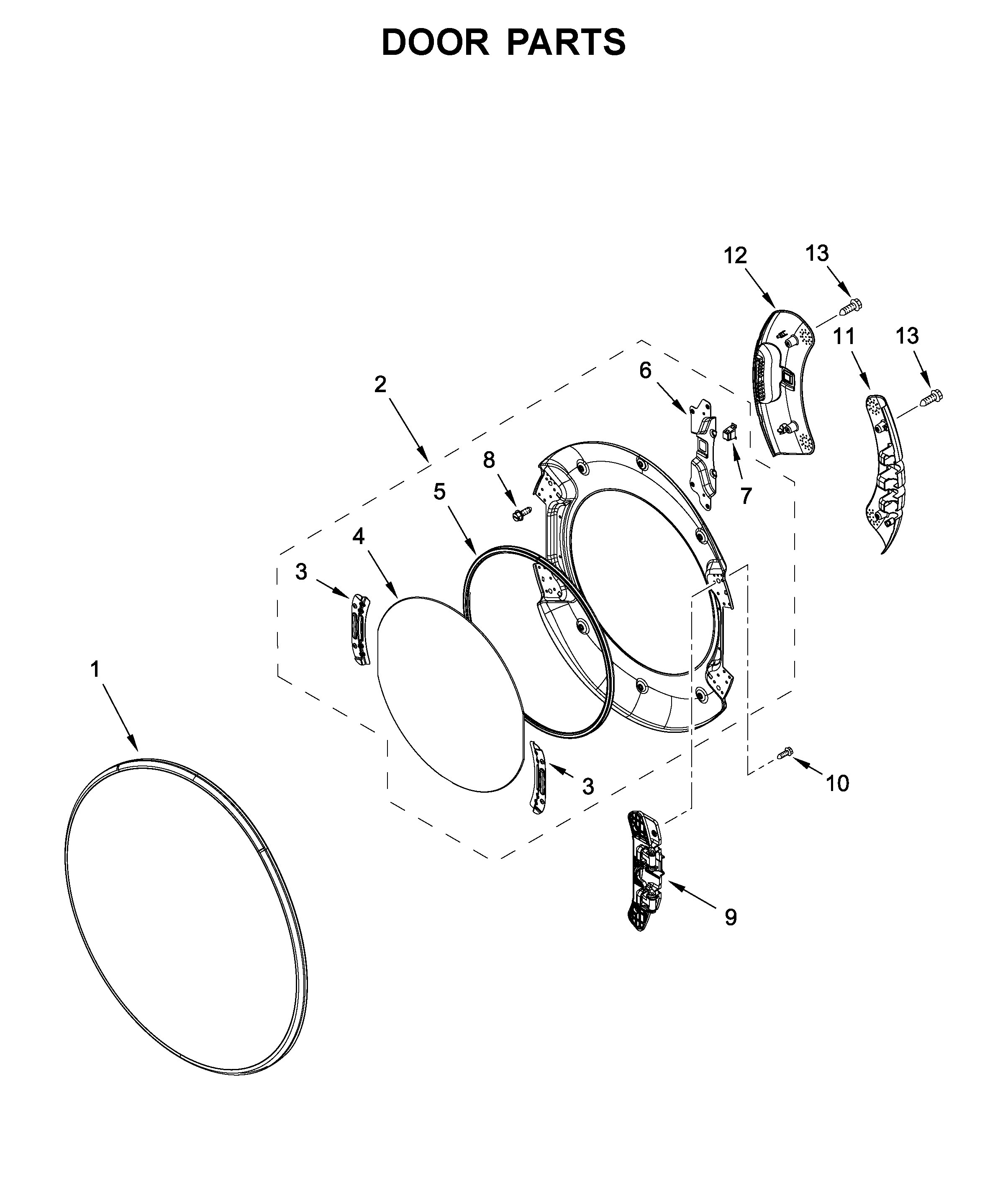 Whirlpool 7MWGD5622HW0 door parts diagram