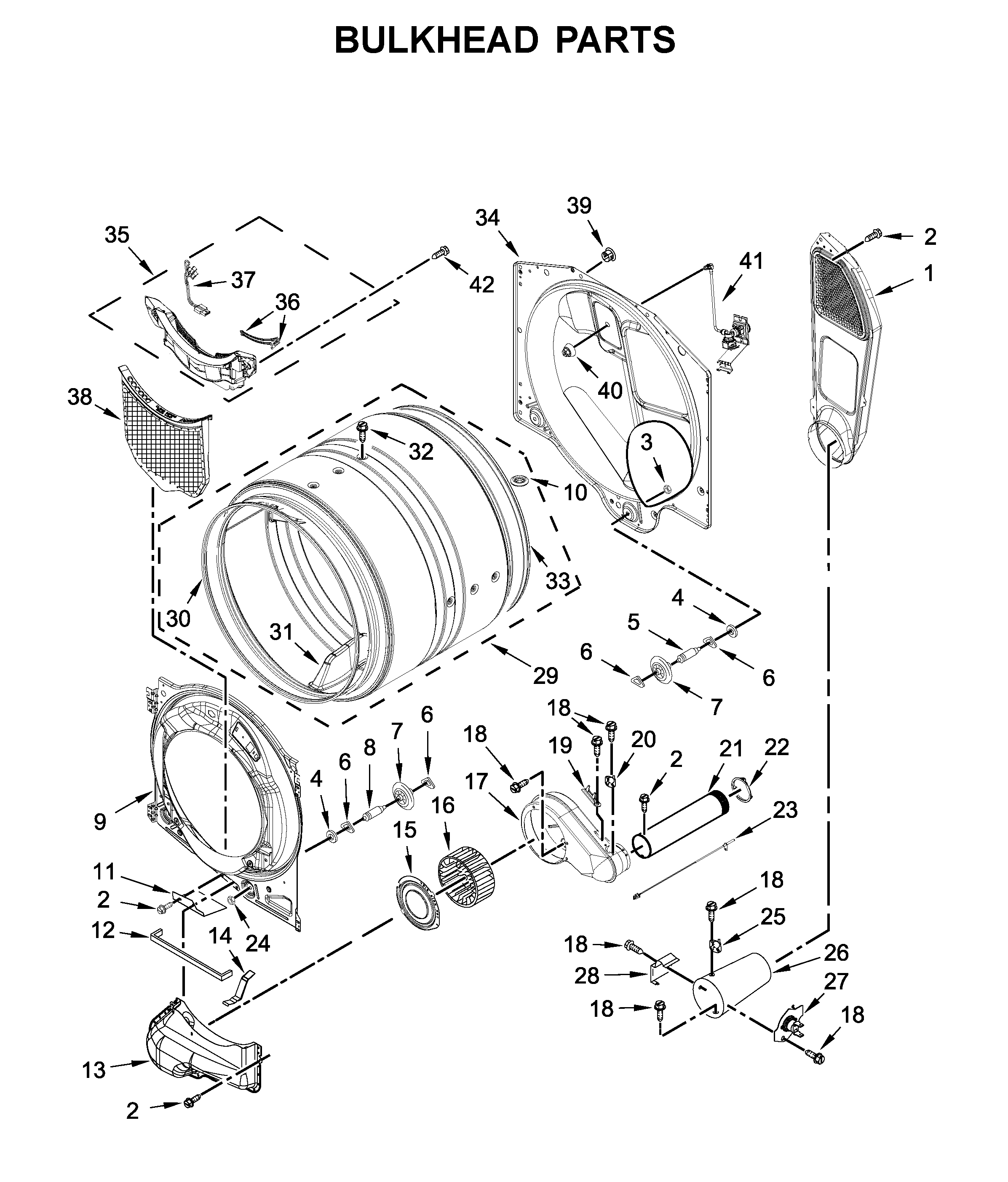 Whirlpool 7MWGD6620HW0 bulkhead parts diagram