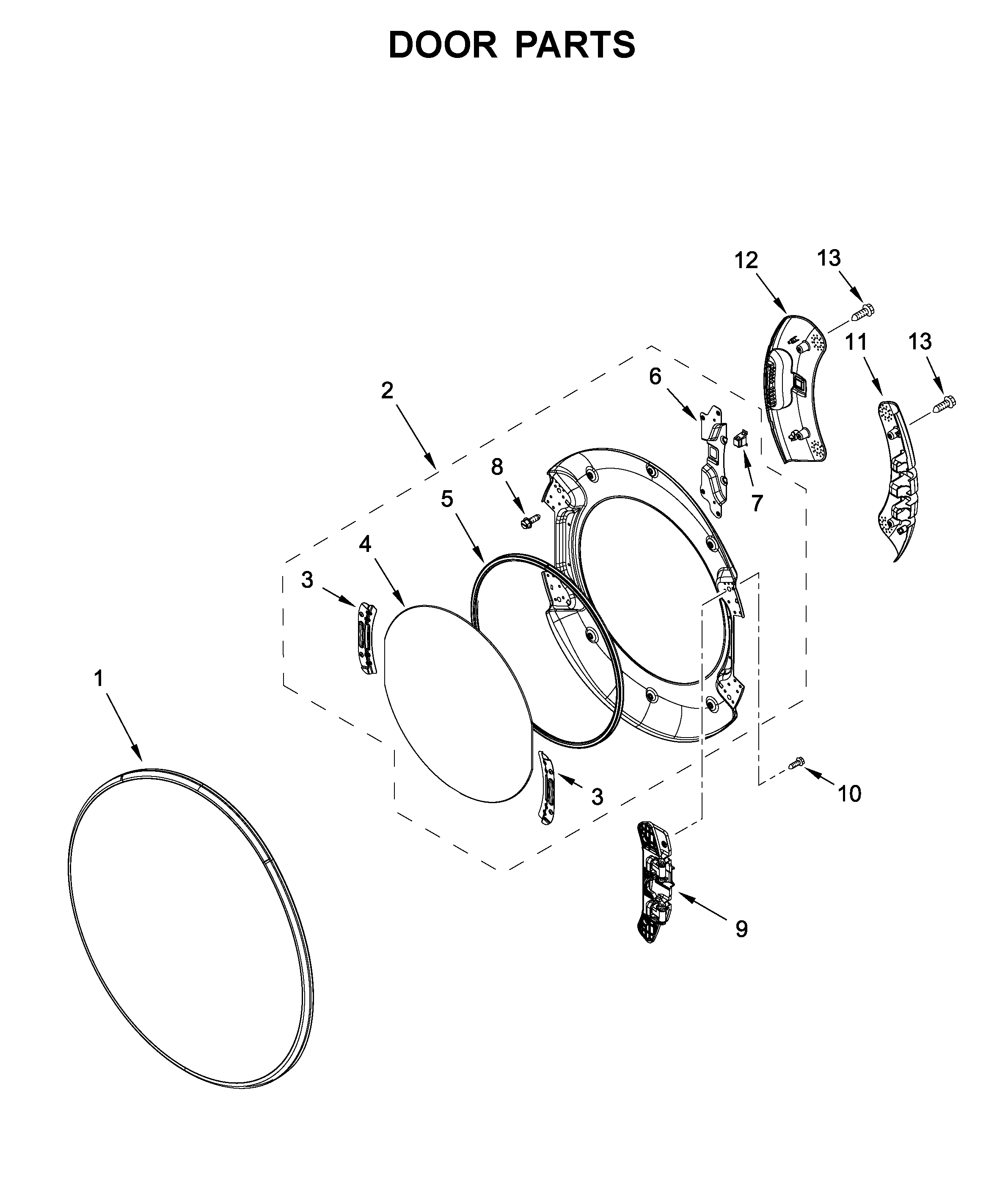Whirlpool 7MWGD6620HW0 door parts diagram