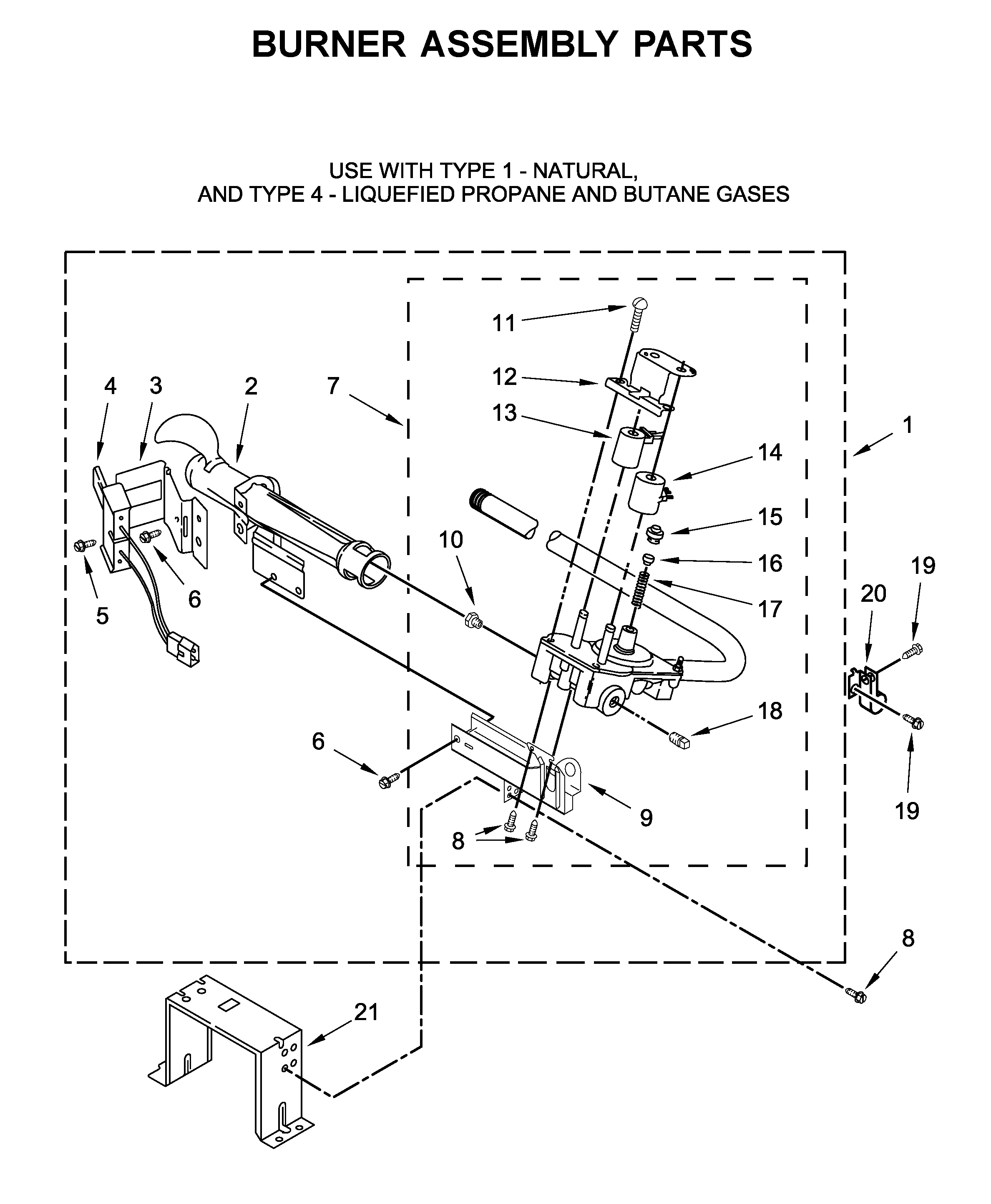 Whirlpool 7MWGD6620HW0 burner assembly parts diagram