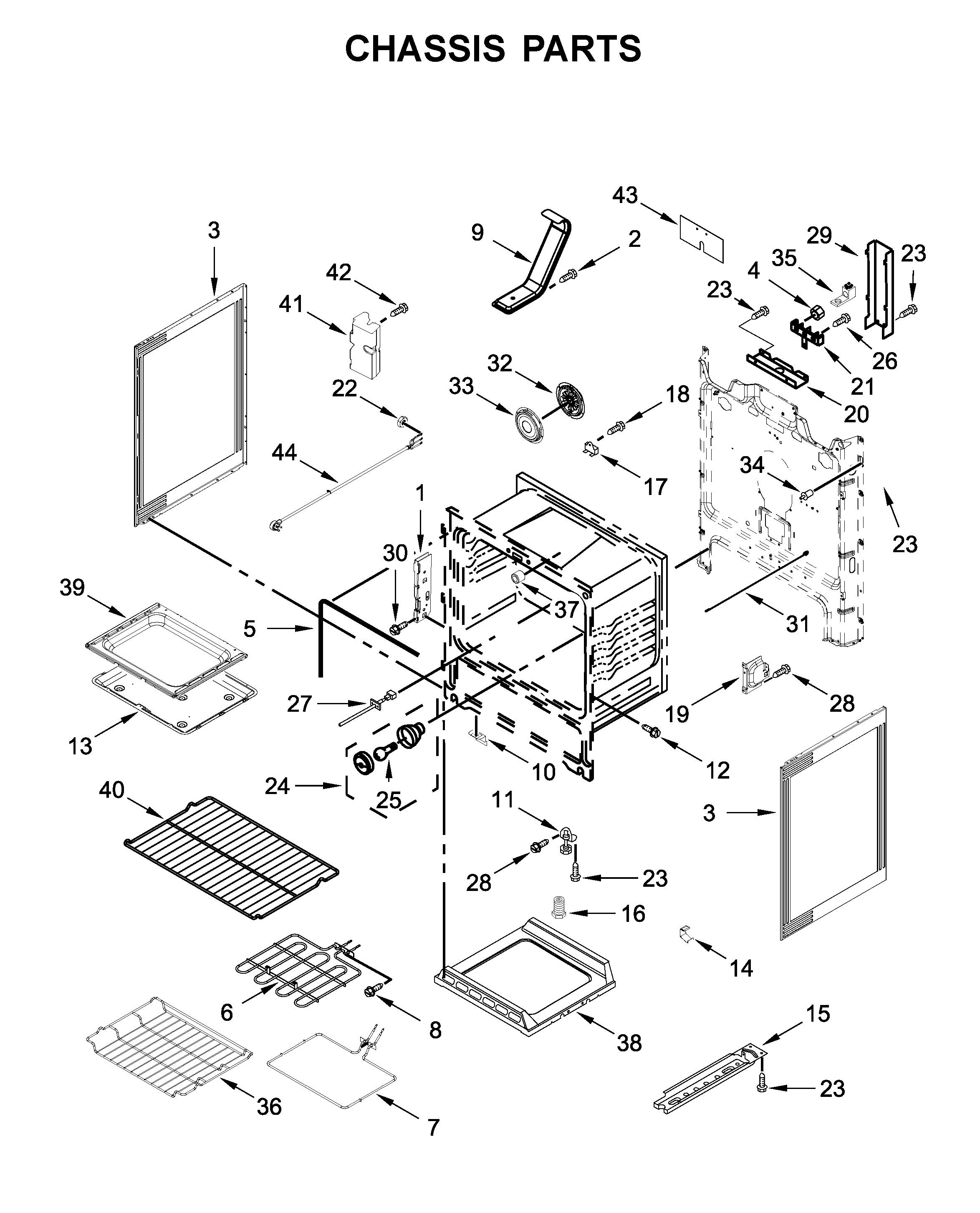 Whirlpool YWFE975H0HV1 chassis parts diagram