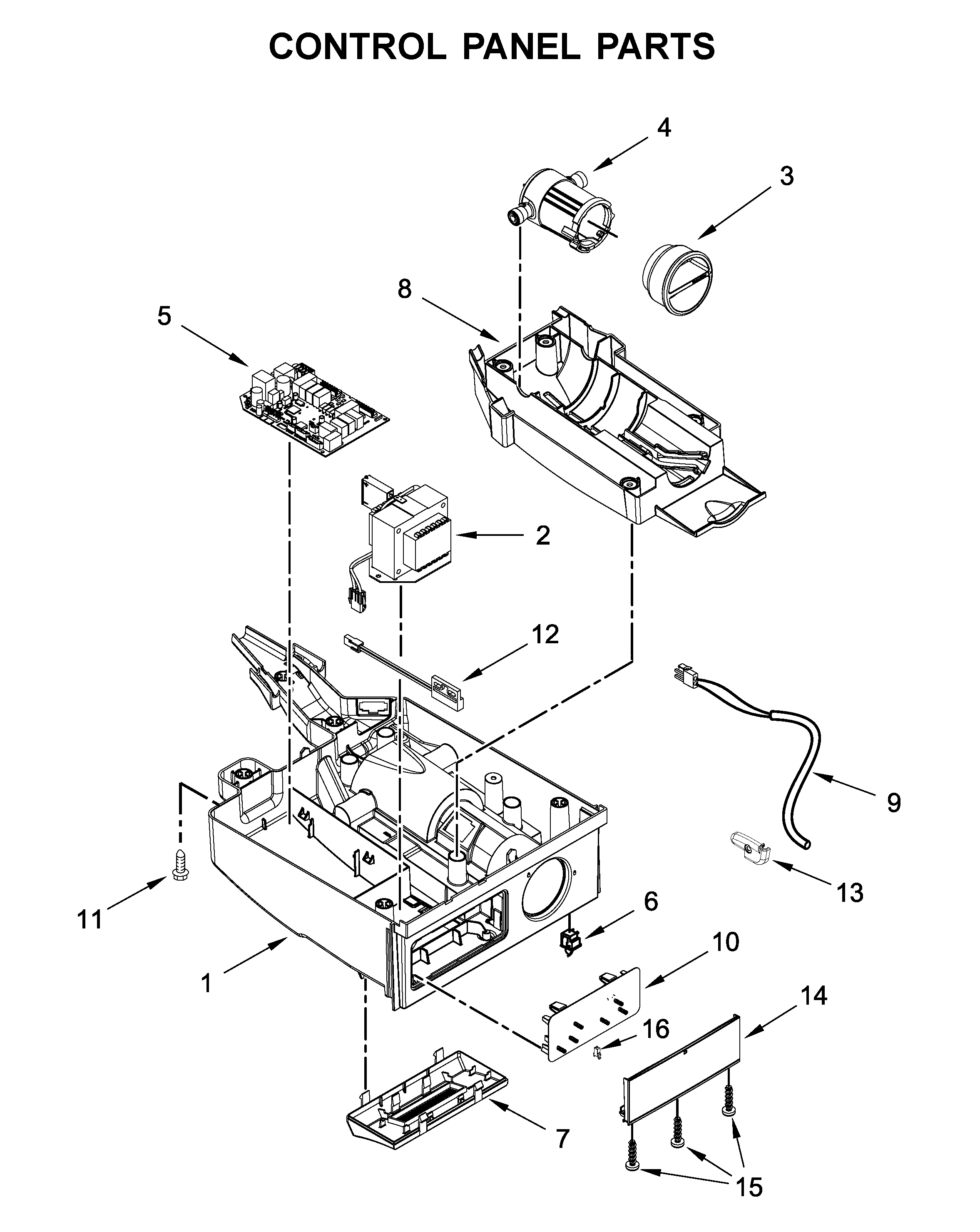 KitchenAid KUIX335HWH00 control panel parts diagram