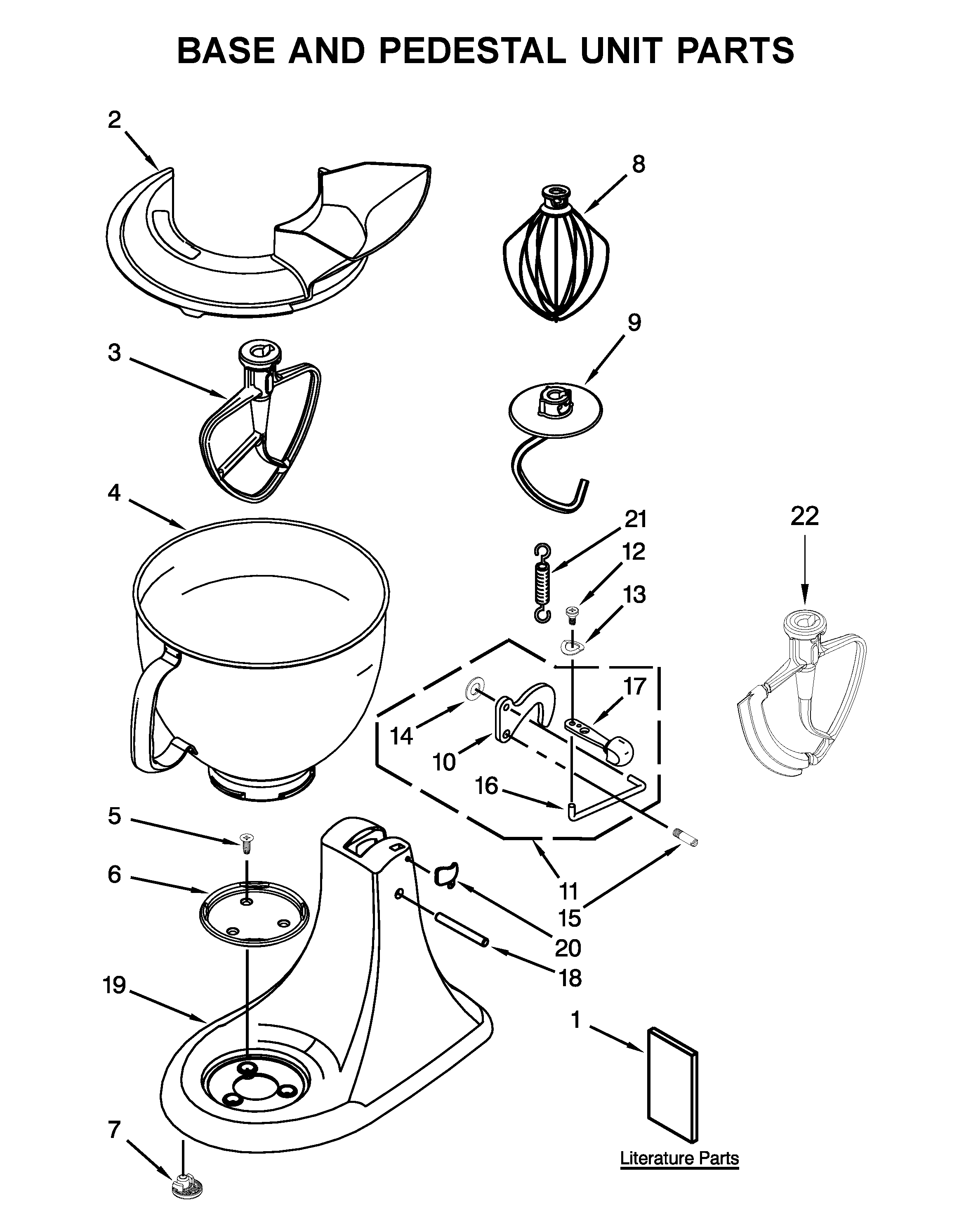 KitchenAid 5KSM175PSRCE0 base and pedestal unit parts diagram