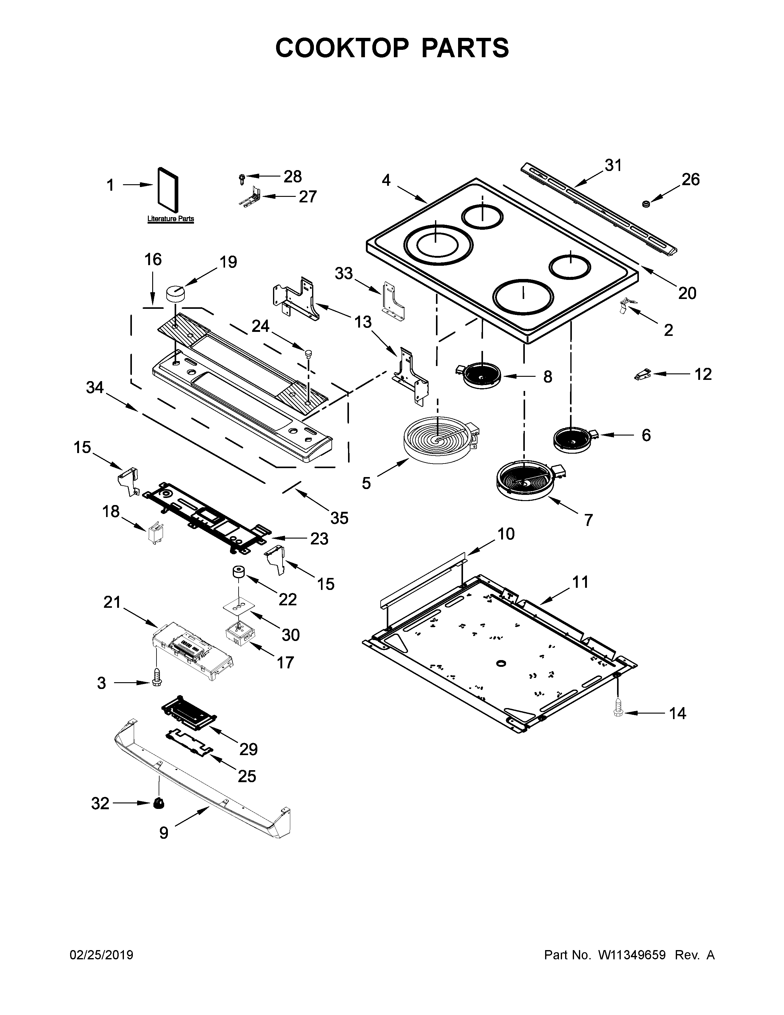 Ikea YIEL730CS2 cooktop parts diagram