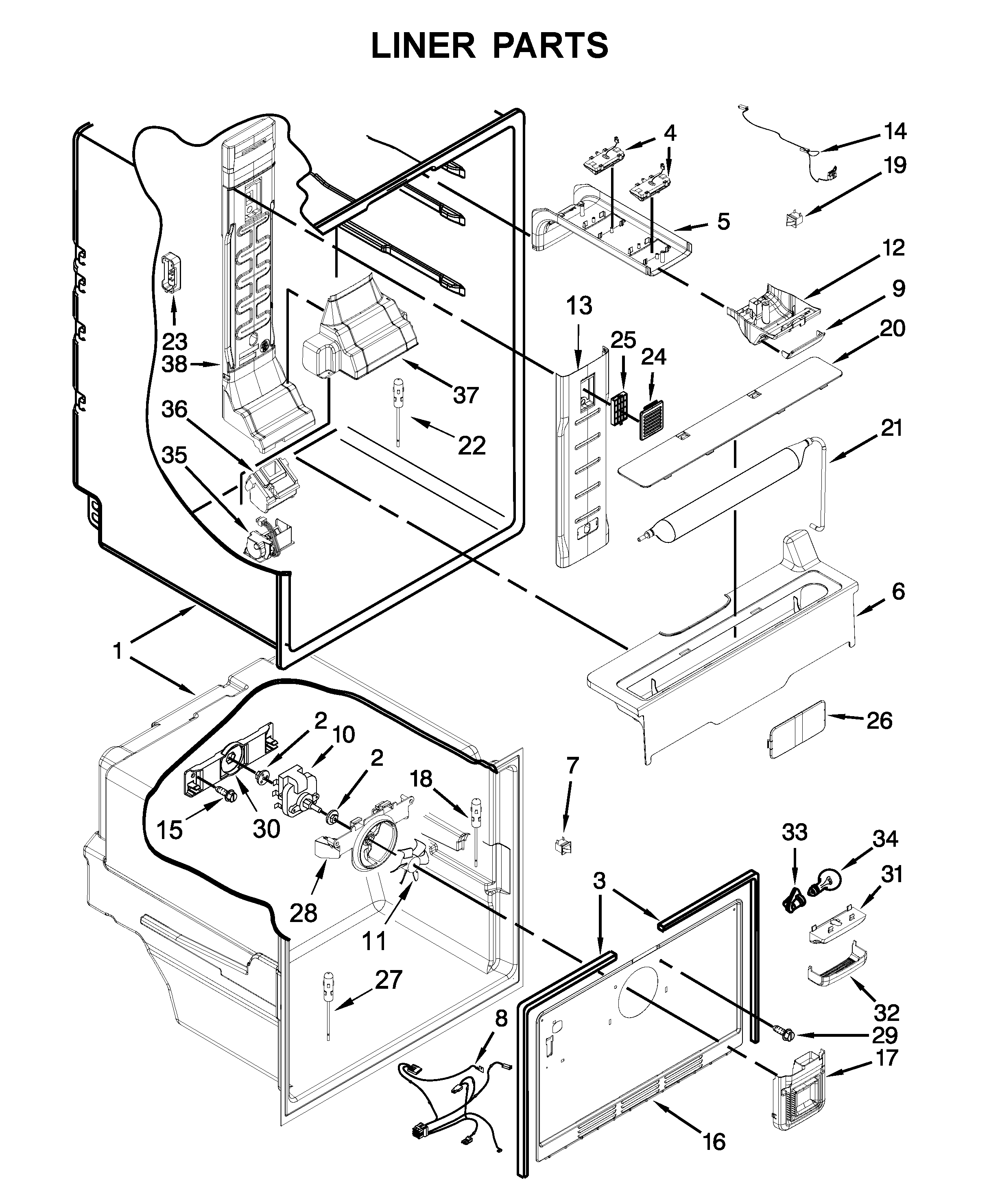 Maytag MFW2055YEB01 liner parts diagram