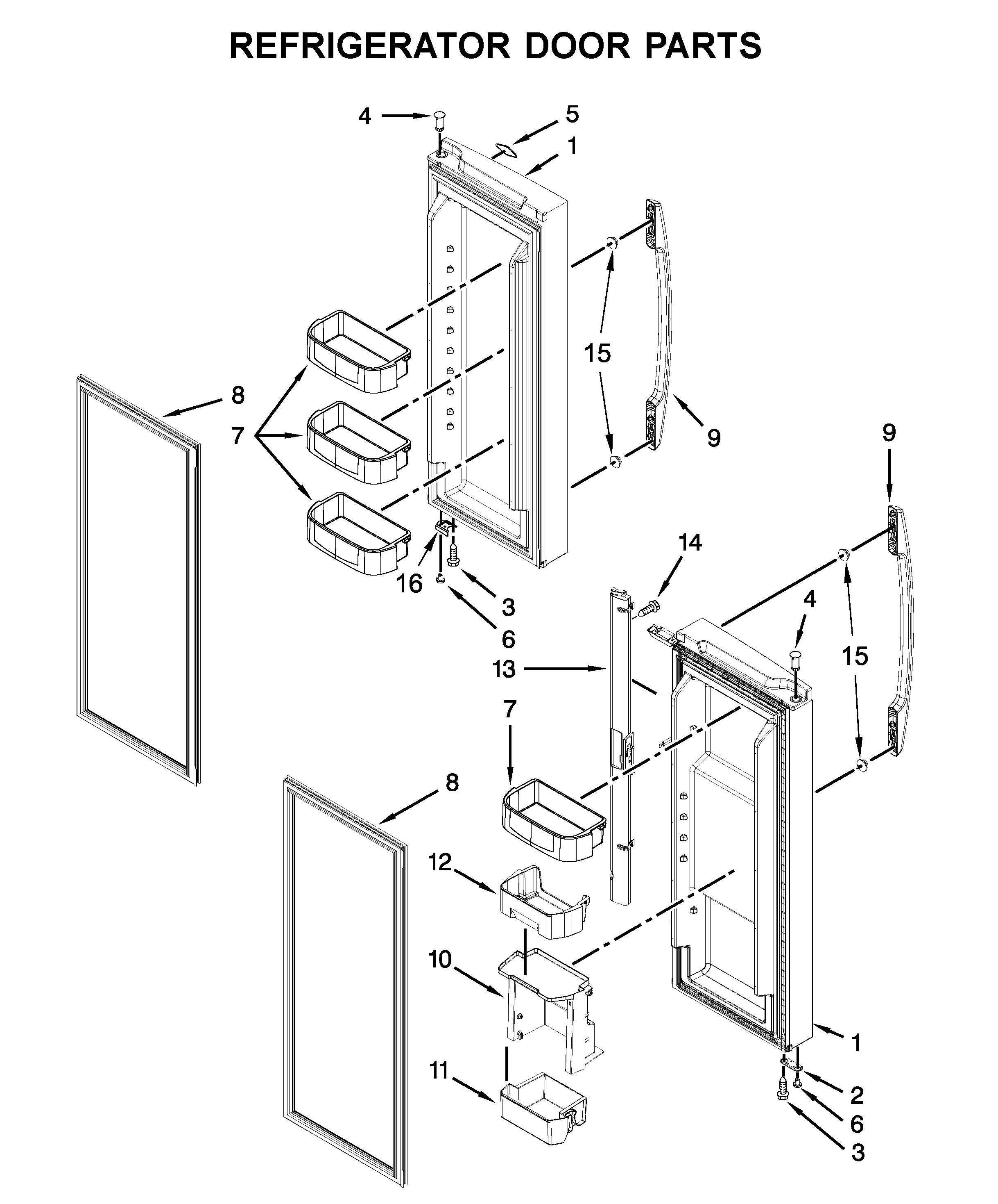 Maytag MFW2055YEB01 refrigerator door parts diagram