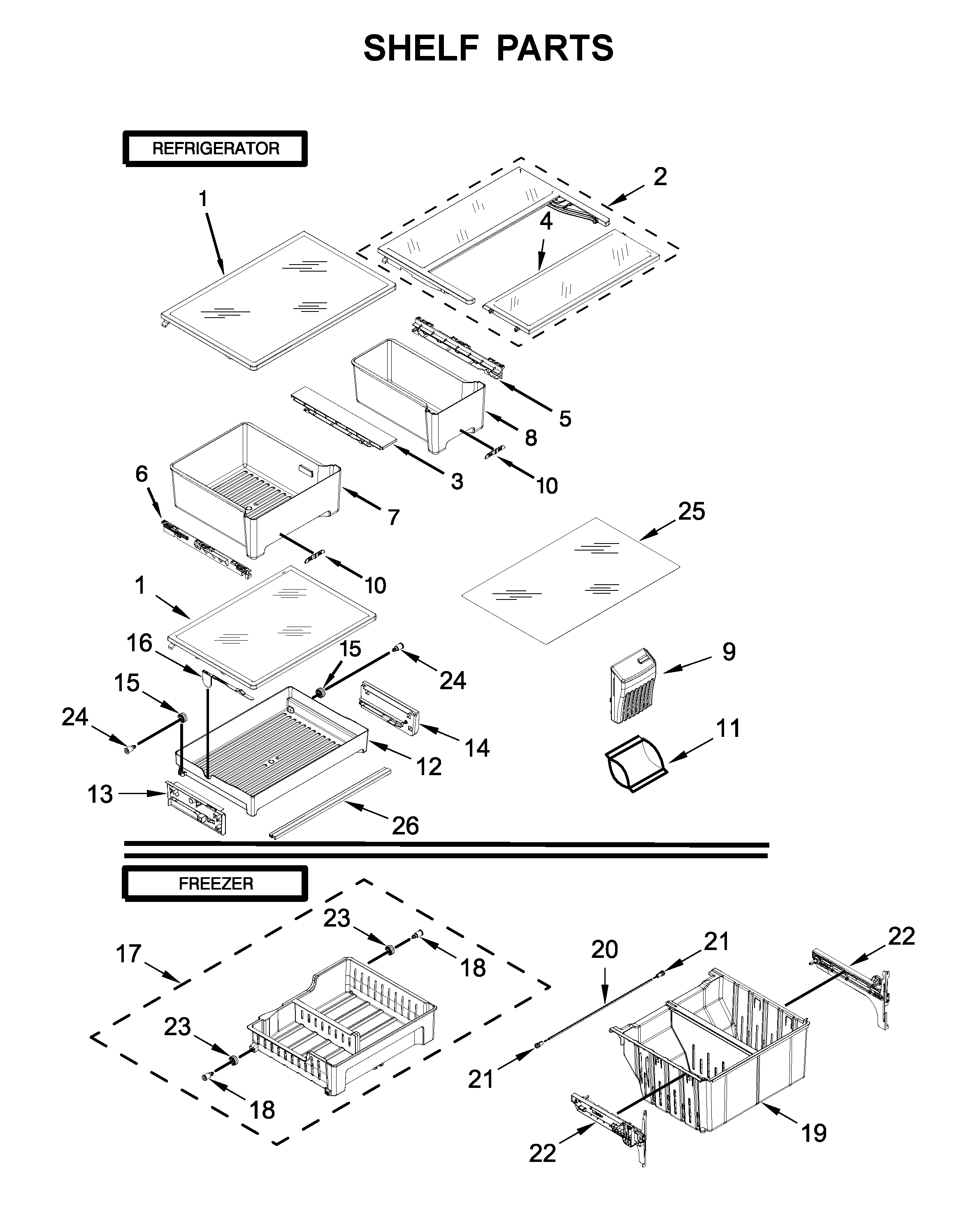 Maytag MFW2055YEB01 shelf parts diagram