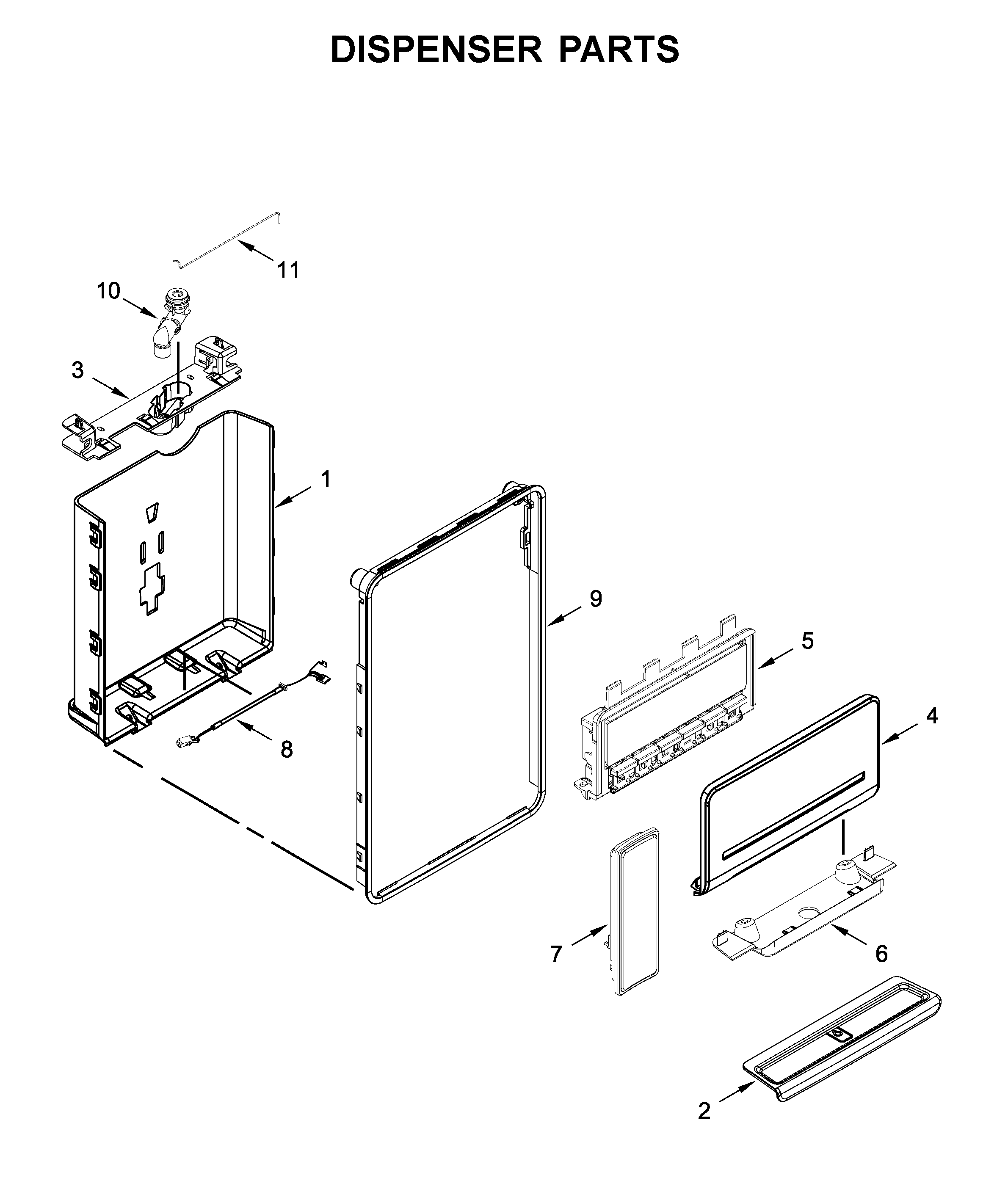 Maytag MFW2055YEB01 dispenser parts diagram