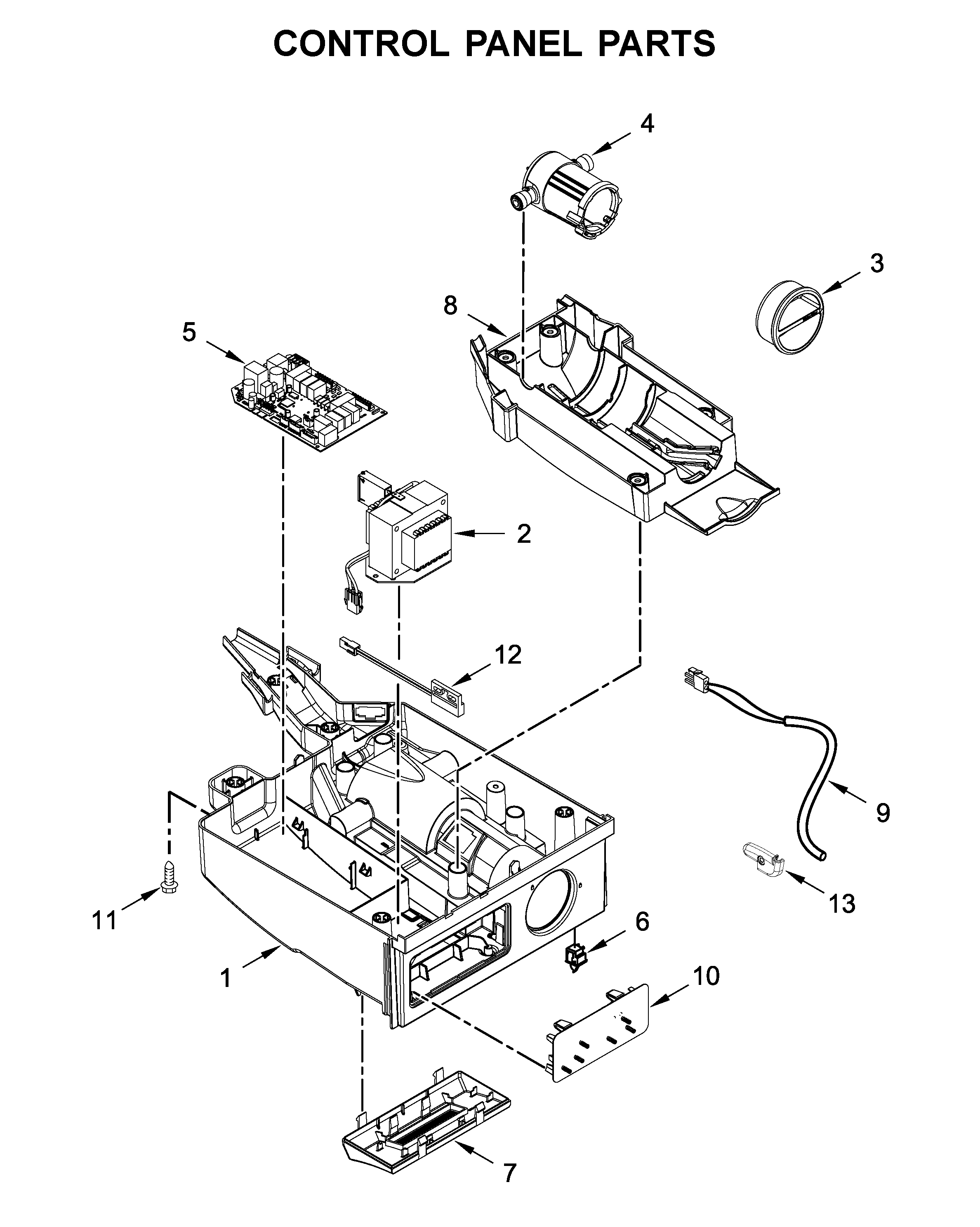 KitchenAid KUID308HPS00 control panel parts diagram