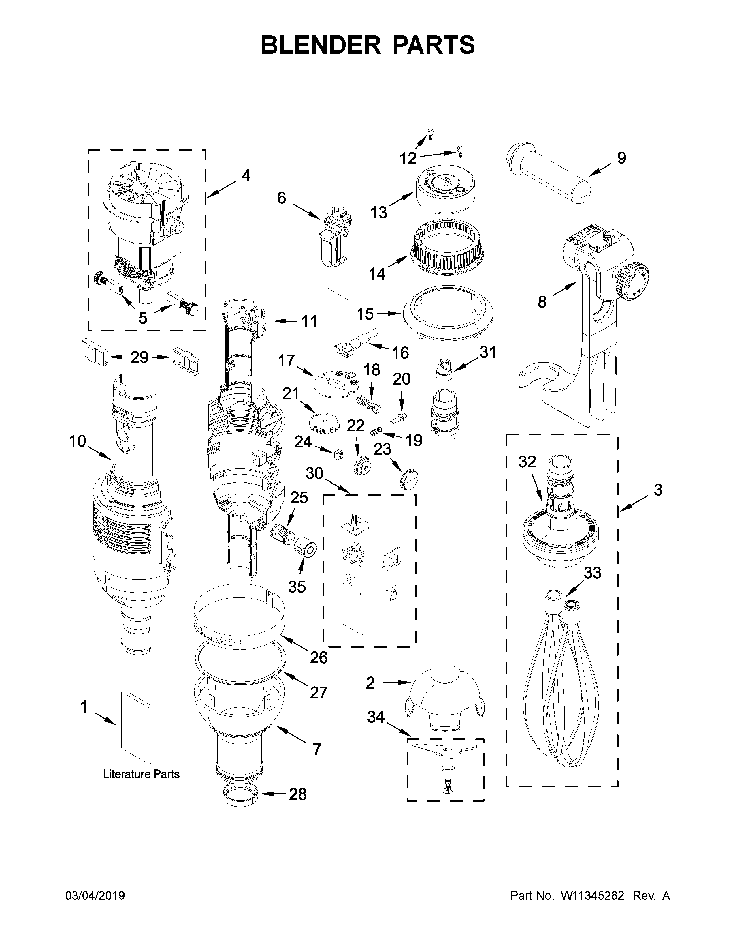 KitchenAid 5KHBC420AOB0 blender parts diagram