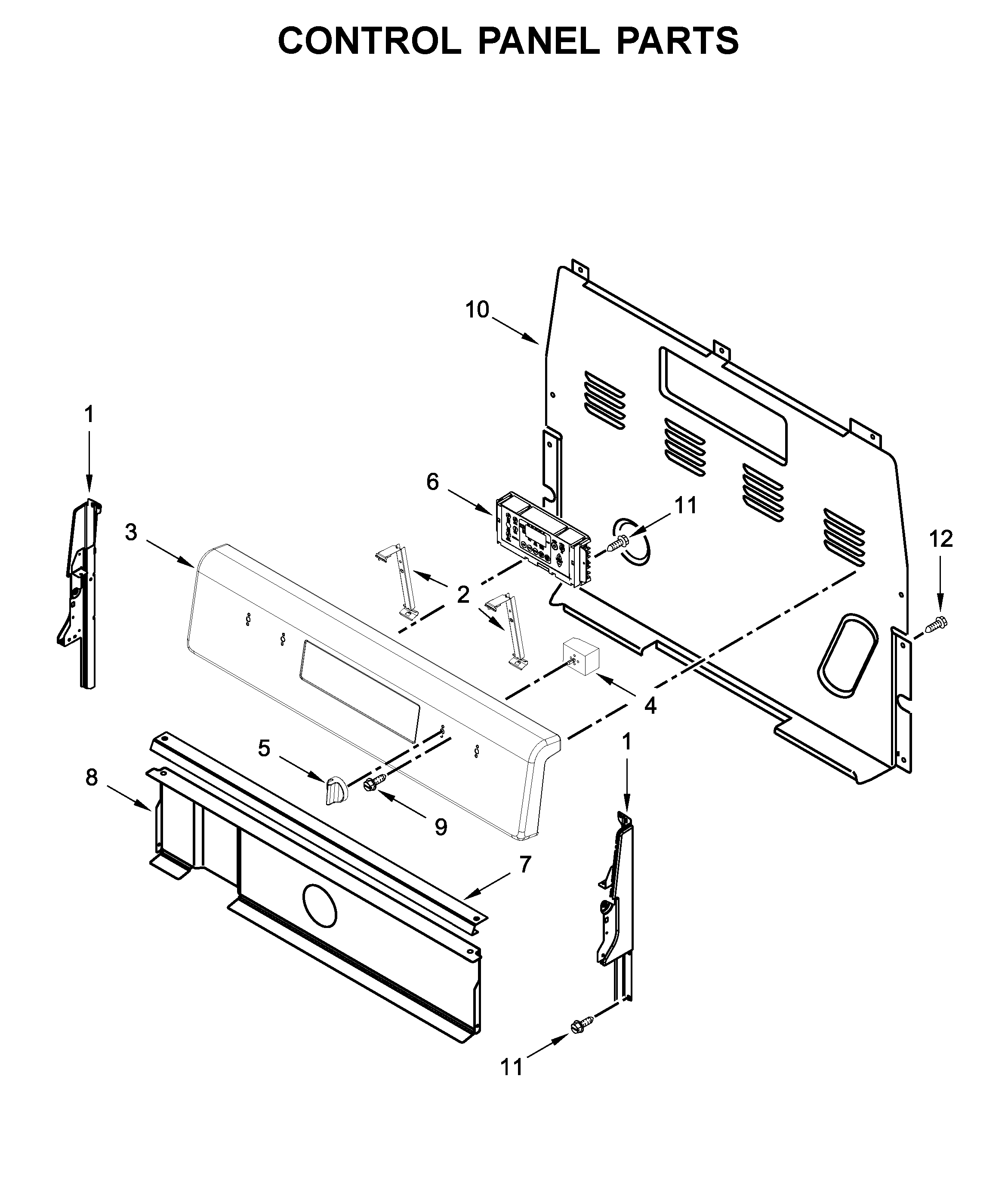 Whirlpool YWFE510S0HW1 control panel parts diagram
