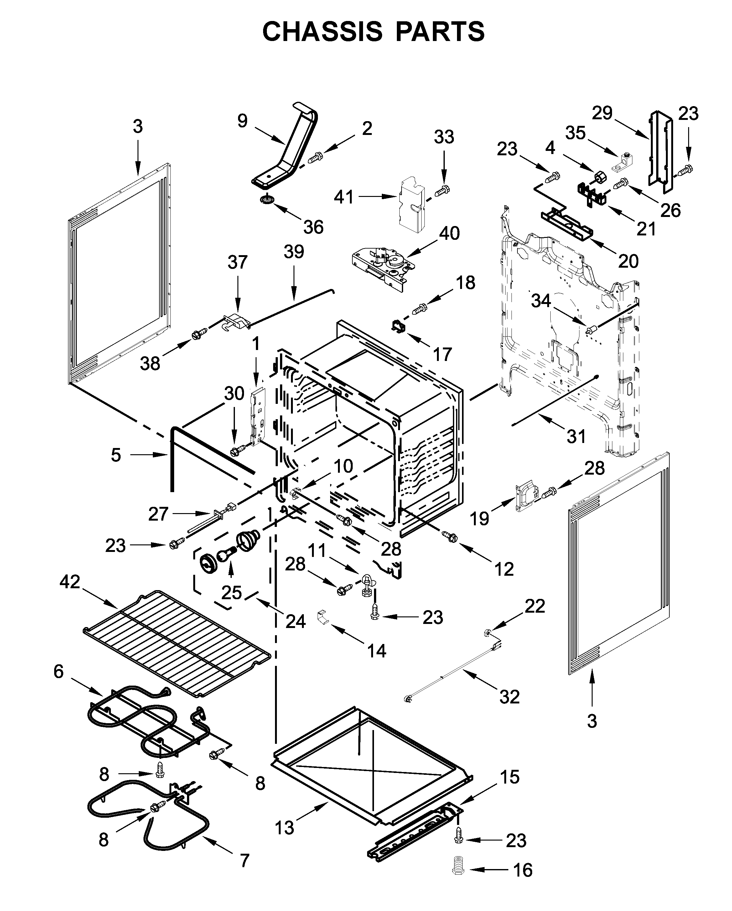 Whirlpool YWFE510S0HW1 chassis parts diagram
