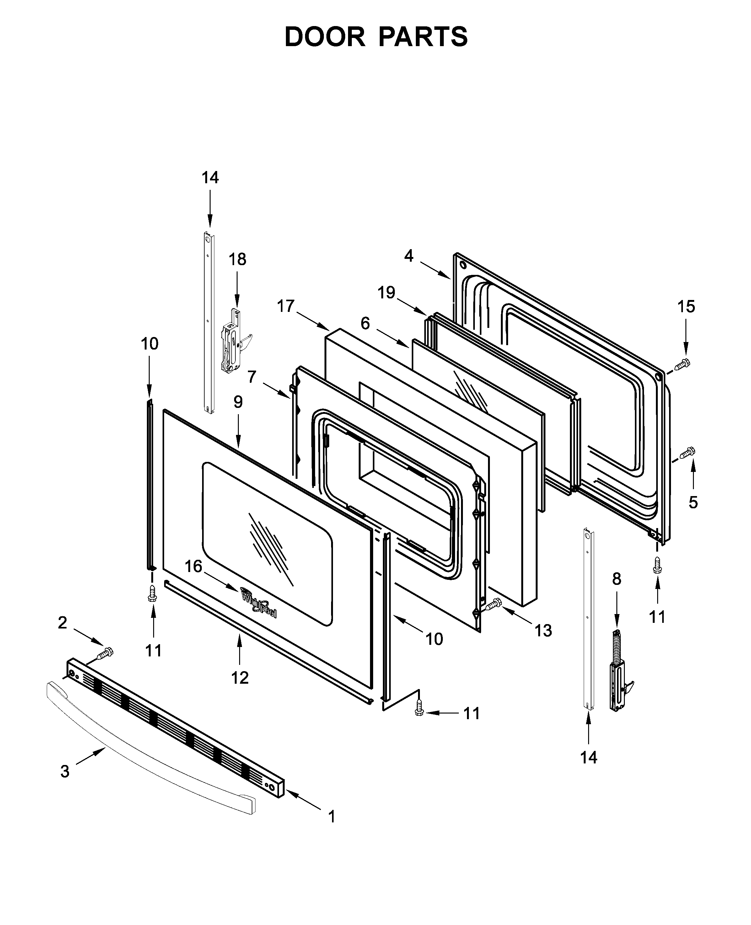 Whirlpool YWFE510S0HW1 door parts diagram
