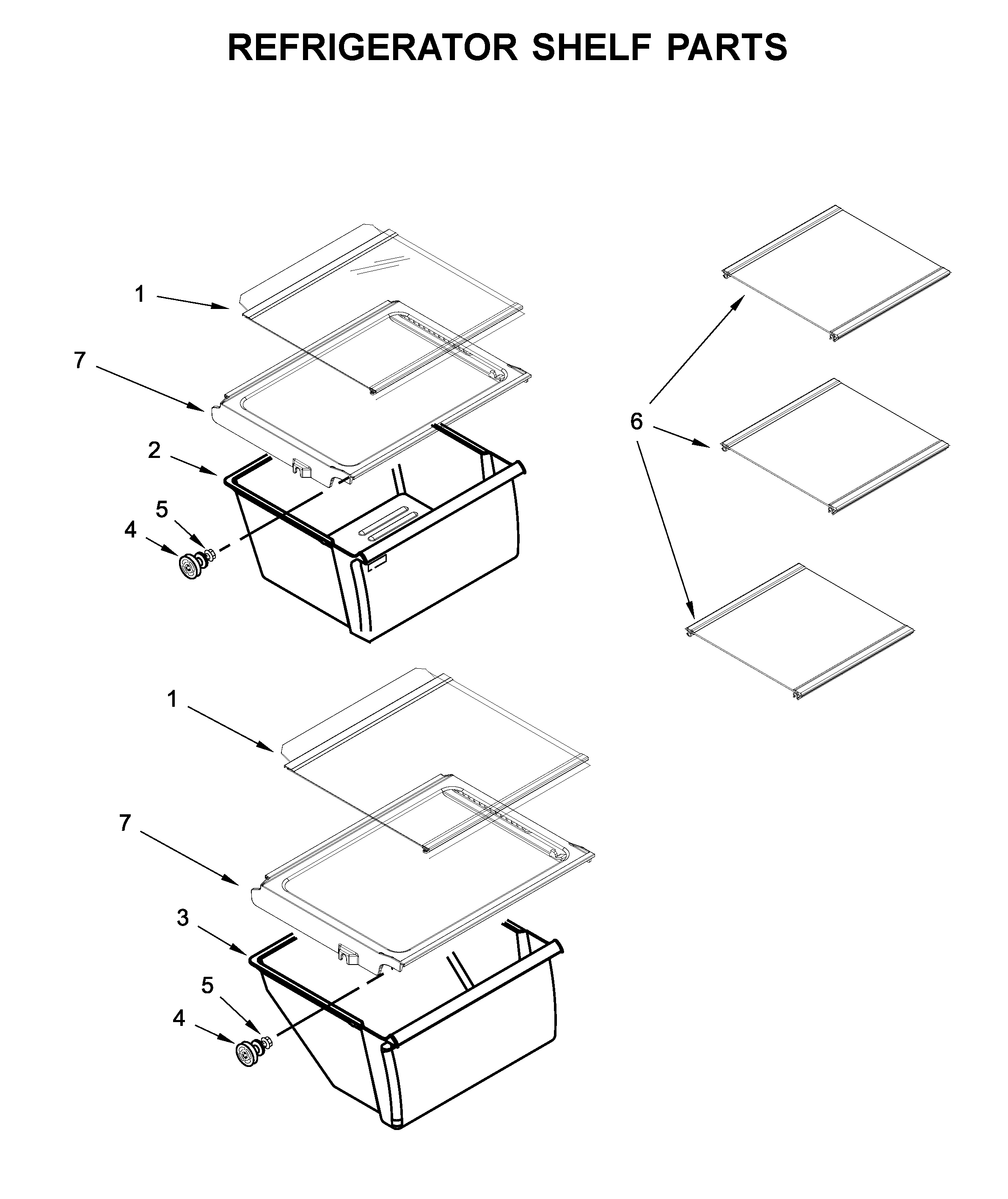 Amana ASI2575GRW01 refrigerator shelf parts diagram