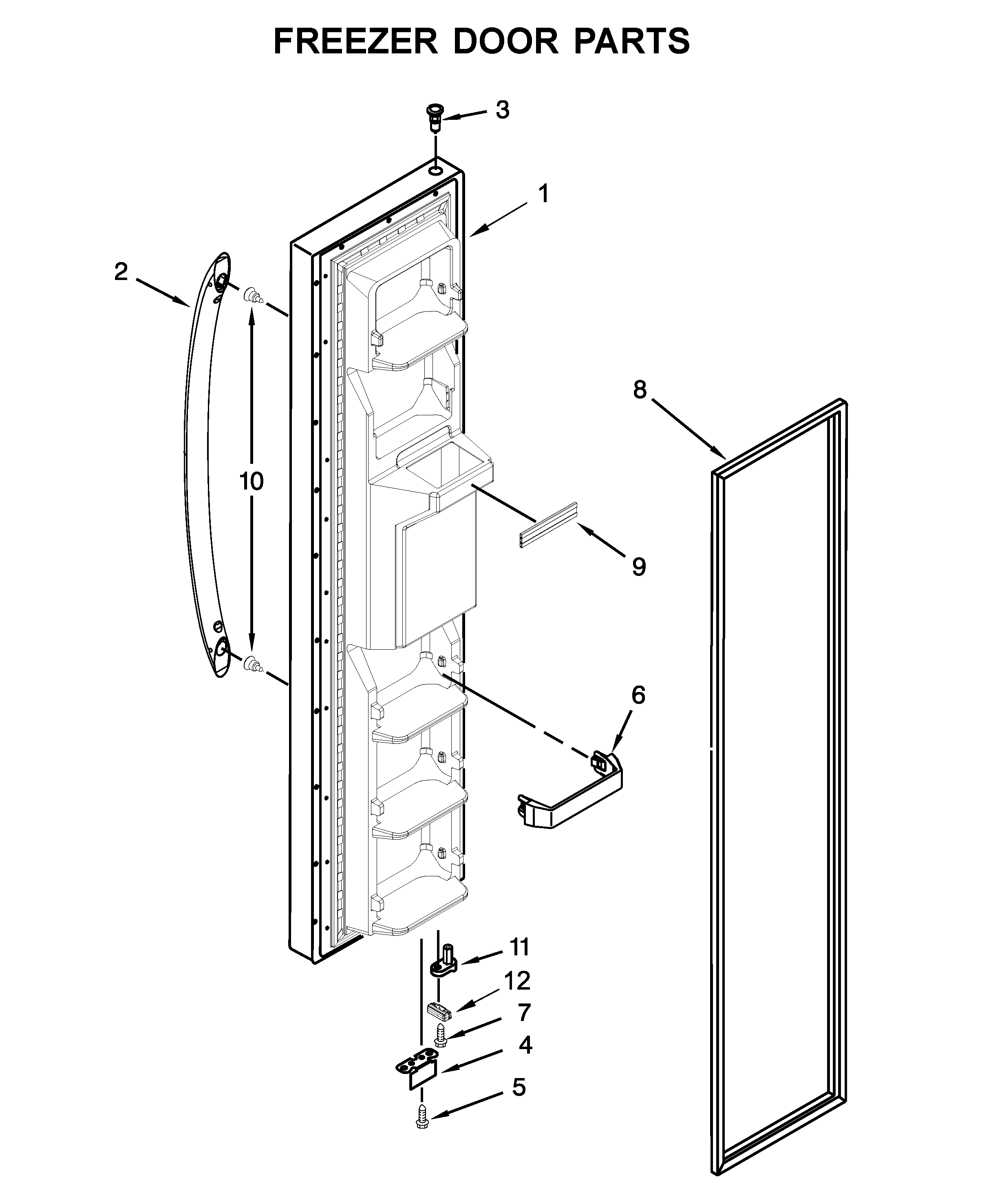 Amana ASI2575GRW01 freezer door parts diagram
