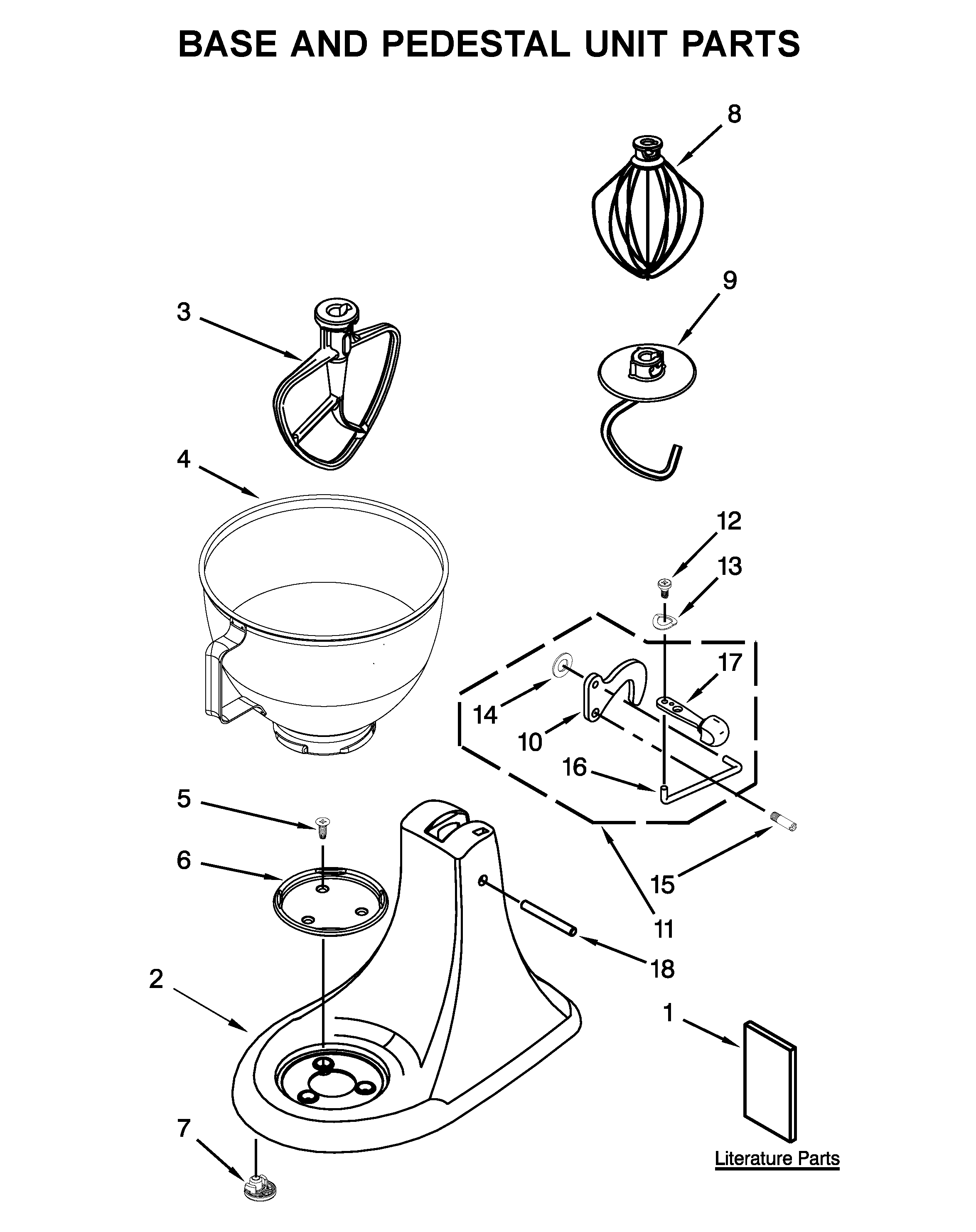 KitchenAid KSM96ER0 base and pedestal unit parts diagram