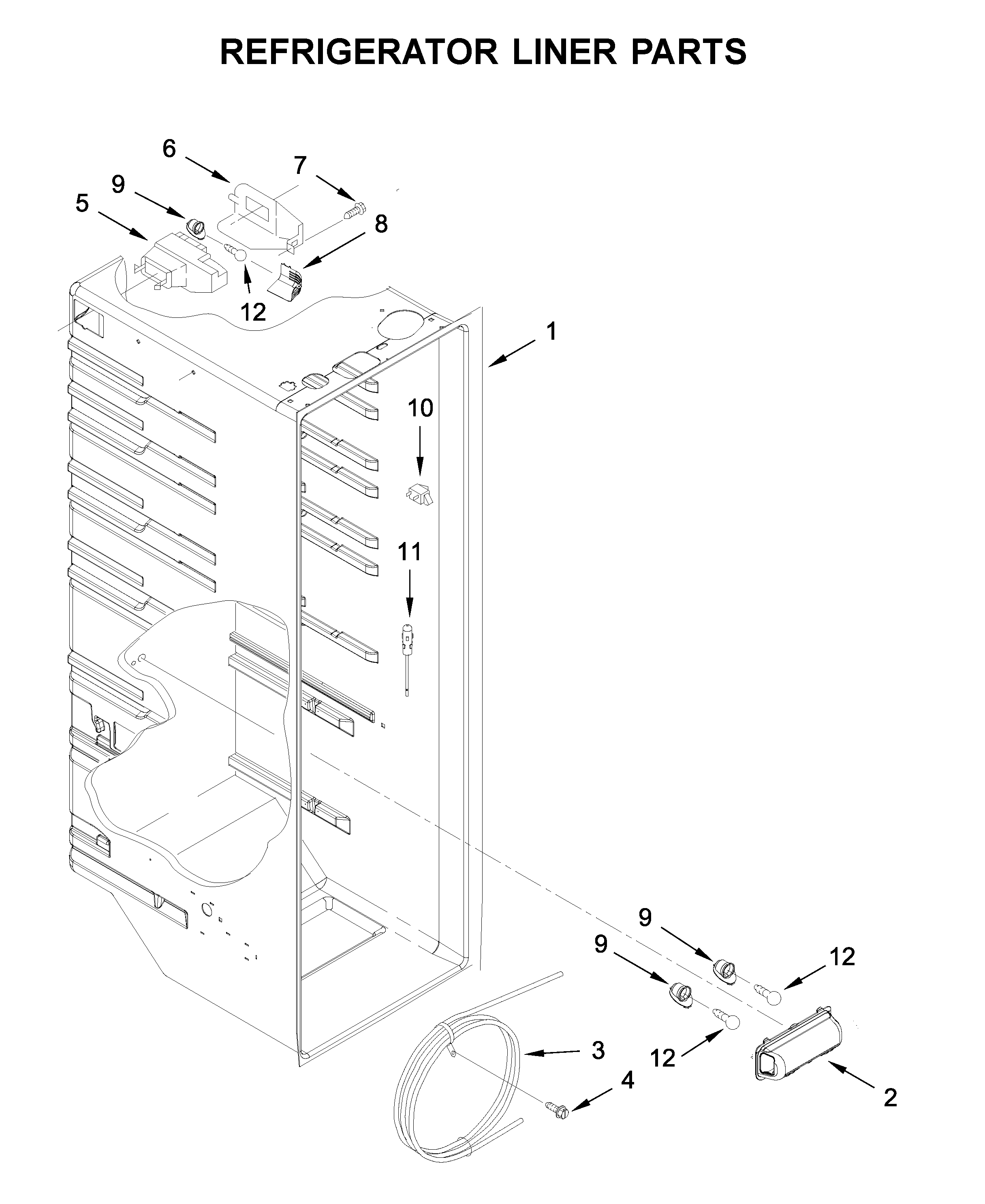 Ikea IRS335SDHM00 refrigerator liner parts diagram