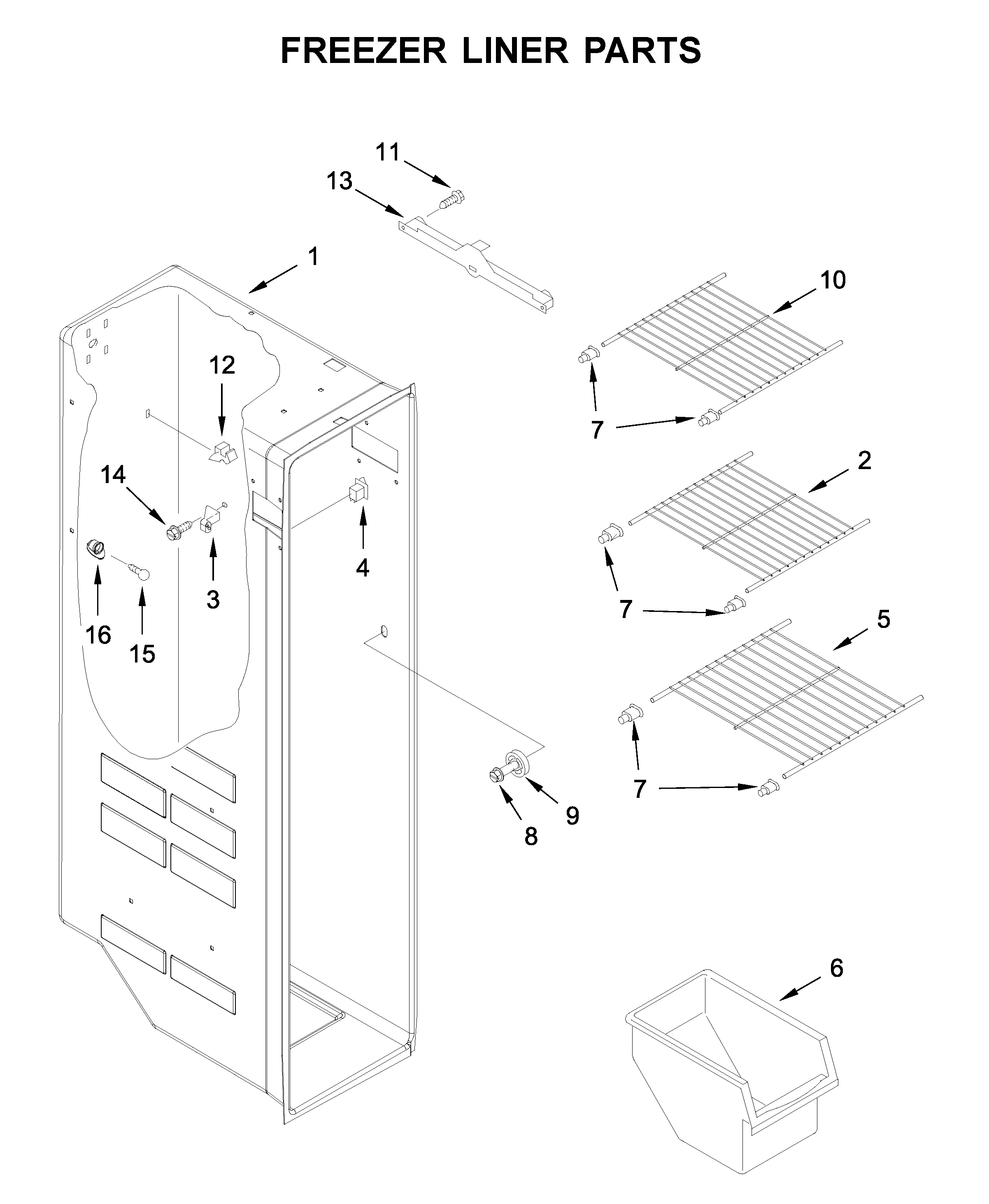 Ikea IRS335SDHM00 freezer liner parts diagram