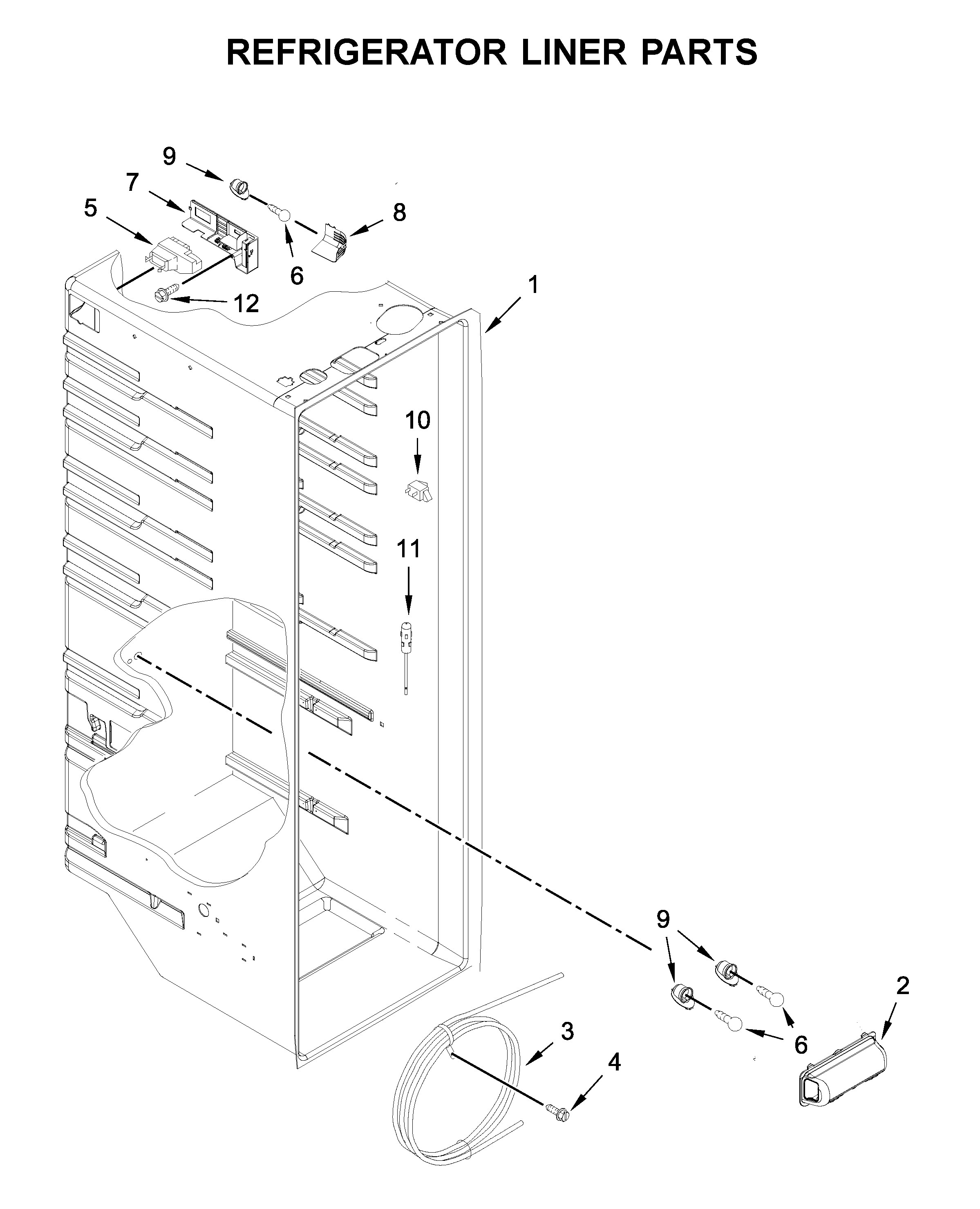 Amana ASI2175GRS01 refrigerator liner parts diagram