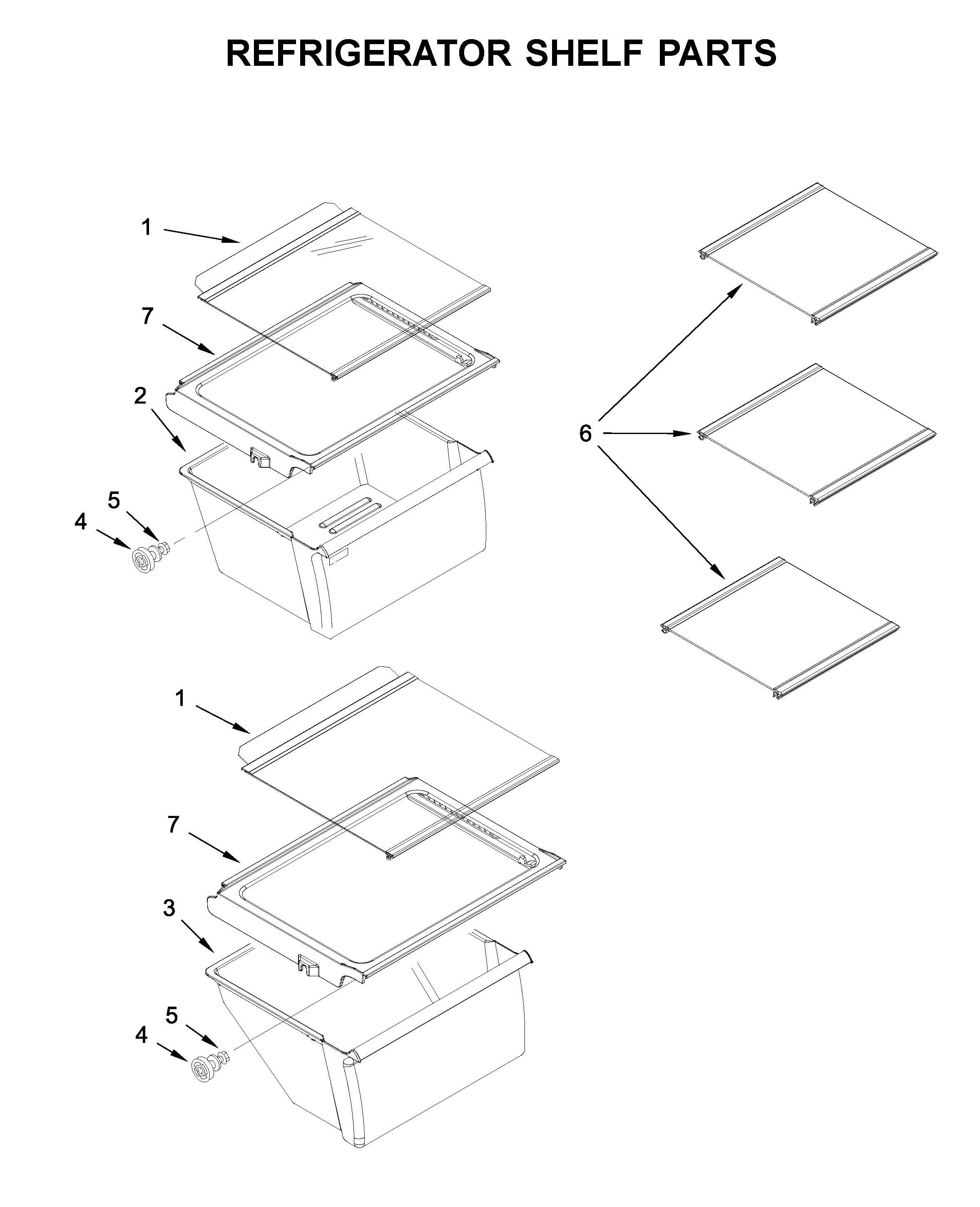 Amana ASI2175GRS01 refrigerator shelf parts diagram