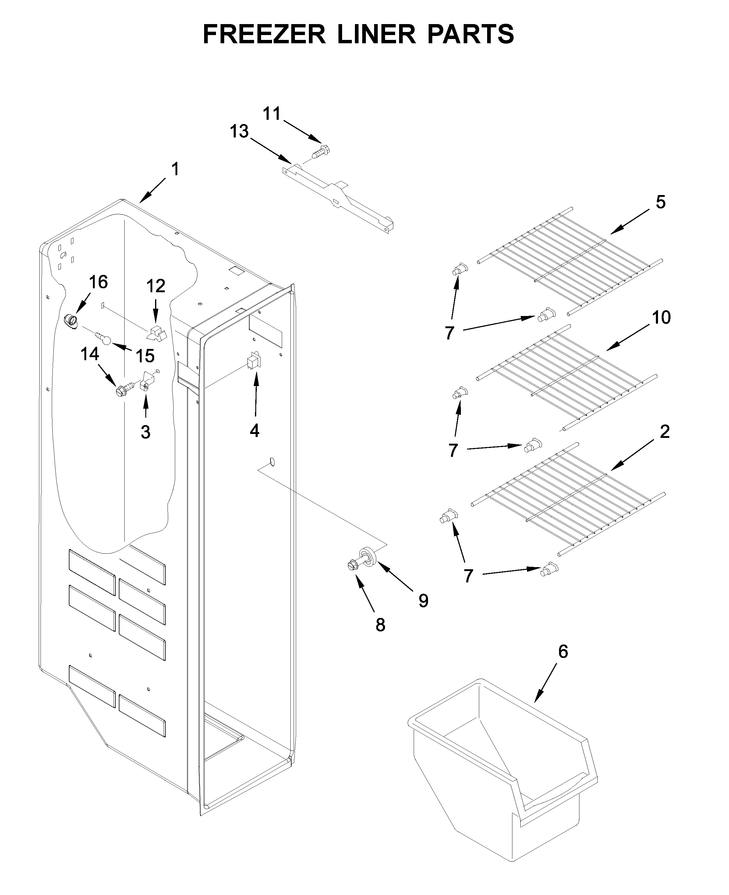 Amana ASI2175GRS01 freezer liner parts diagram