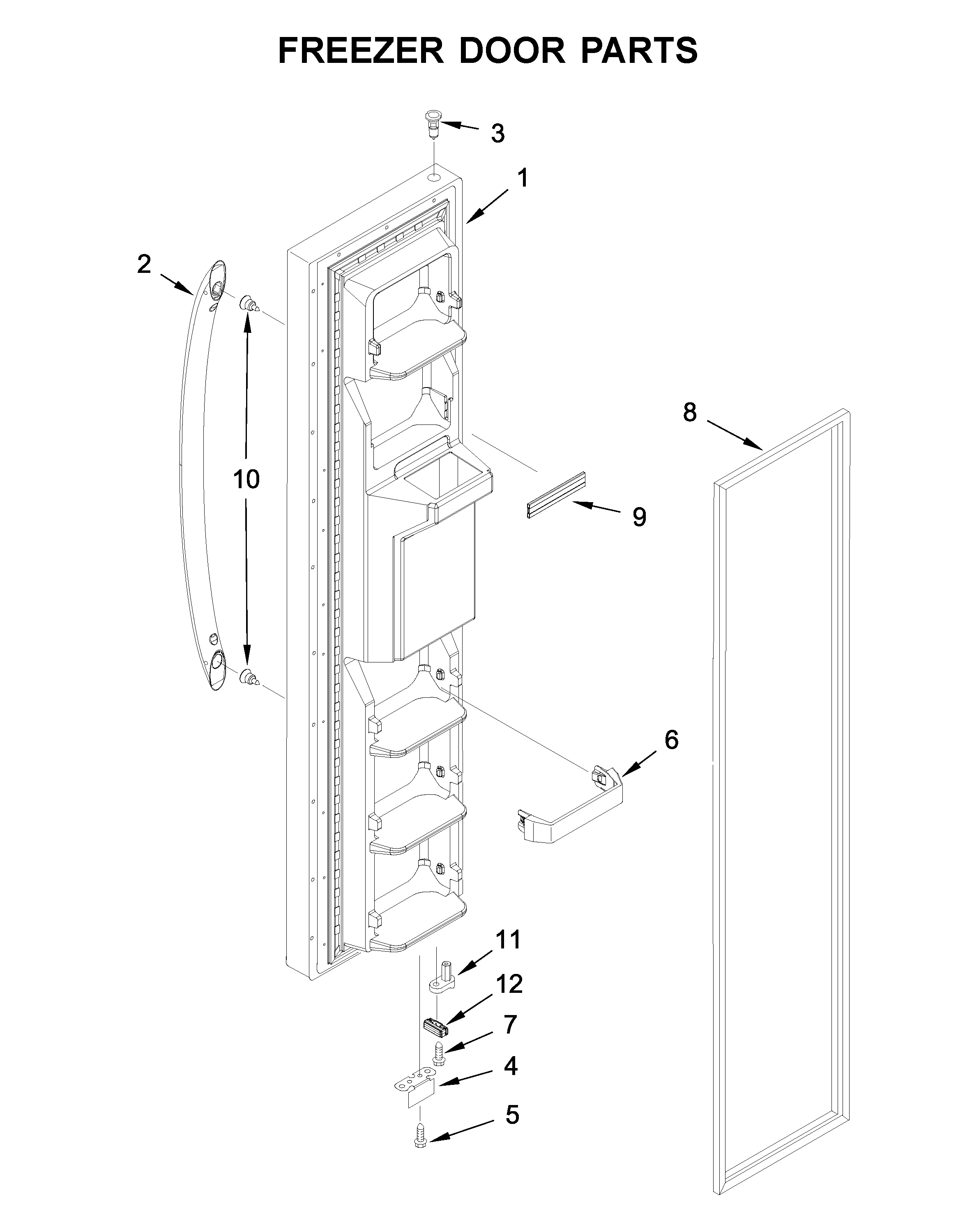 Amana ASI2175GRS01 freezer door parts diagram