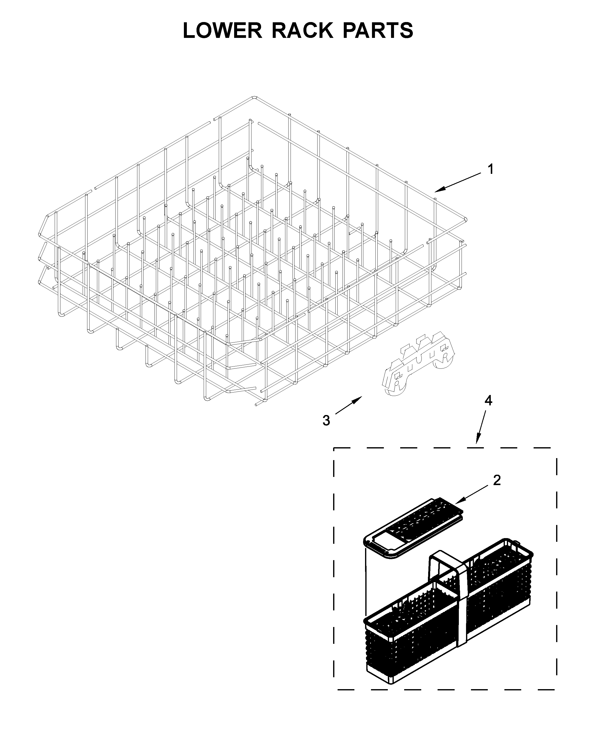 Maytag MDB8989SHK0 lower rack parts diagram