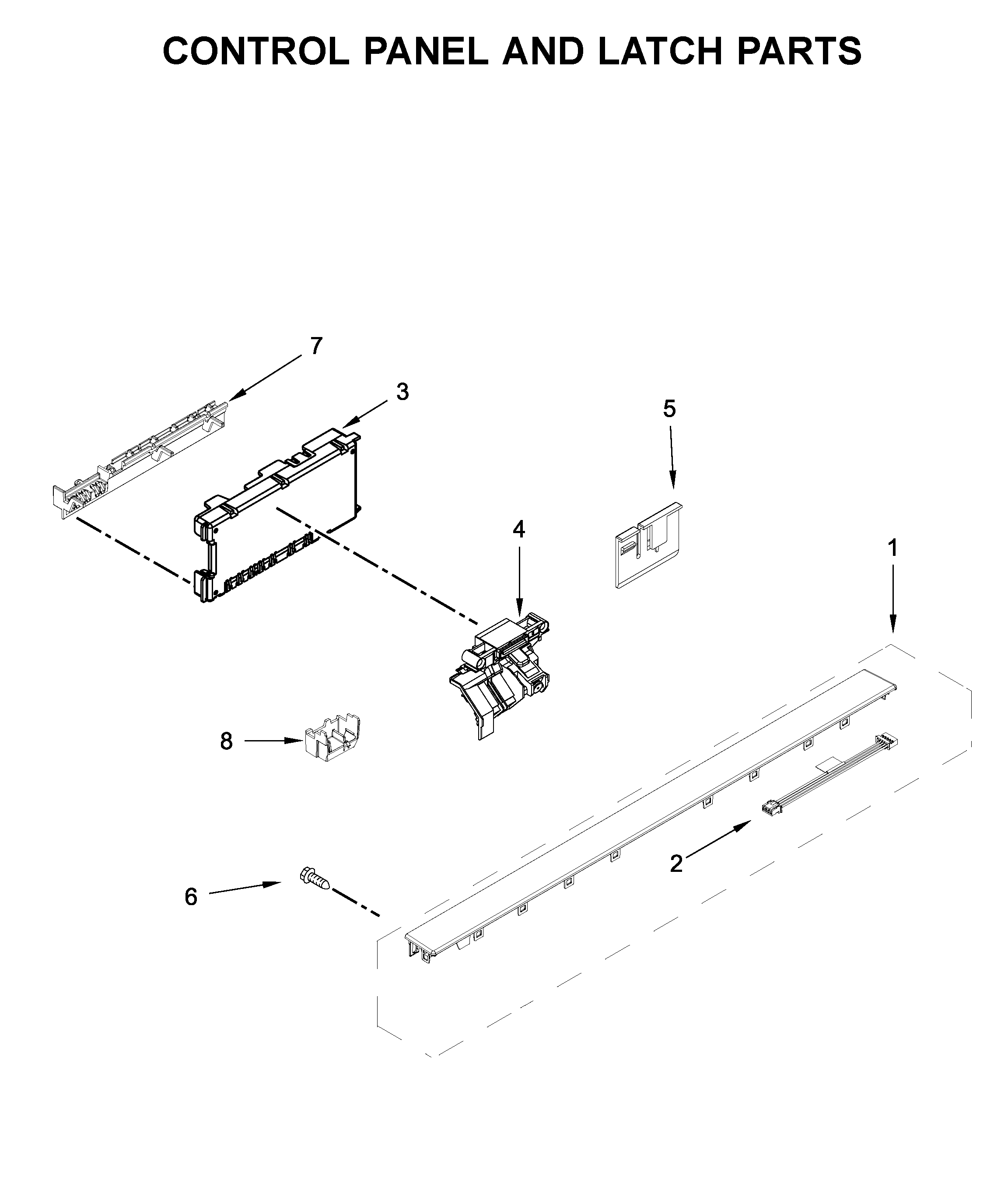 Maytag MDB7959SHK0 control panel and latch parts diagram