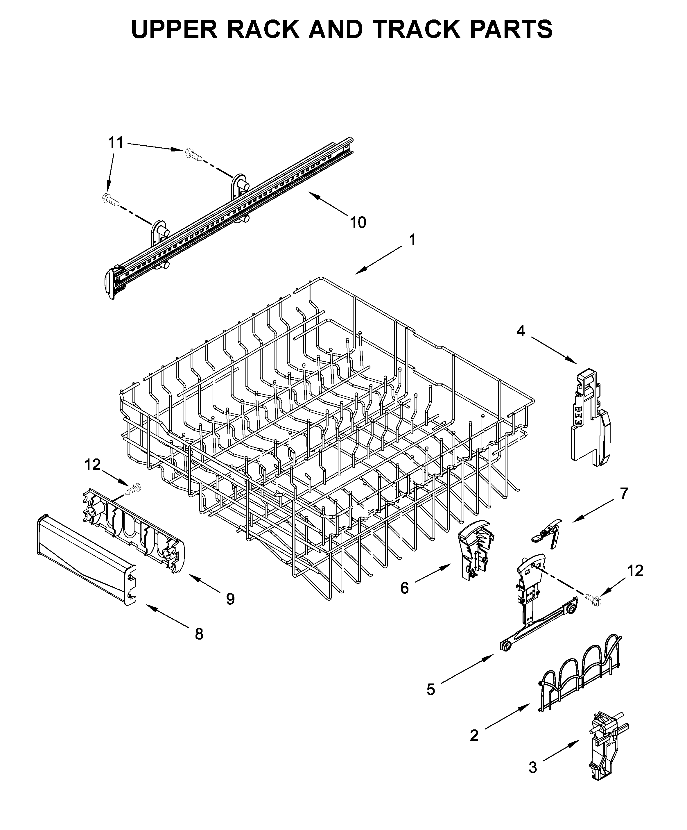 Maytag MDB7959SHK0 upper rack and track parts diagram