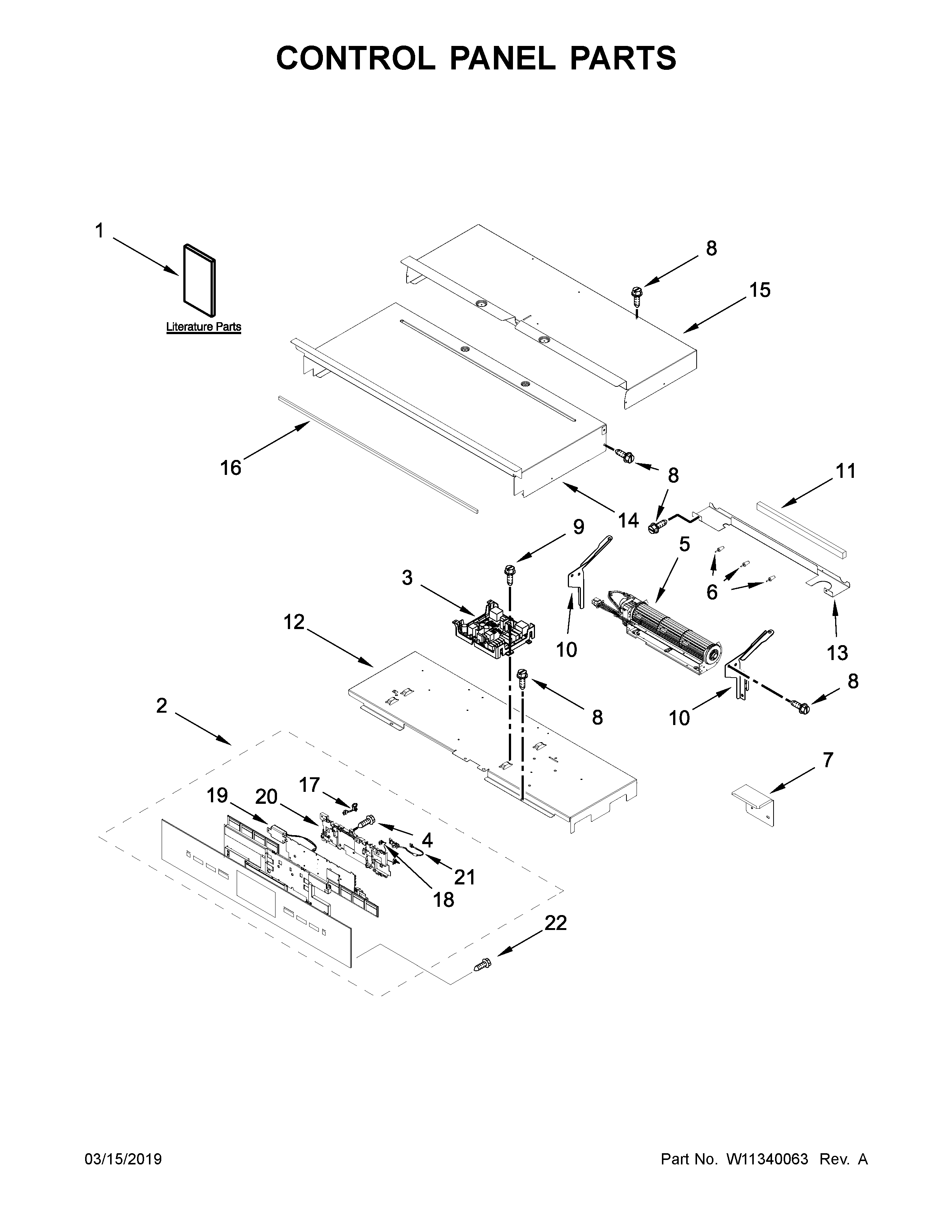 Jenn-Air JJW3830IM00 control panel parts diagram
