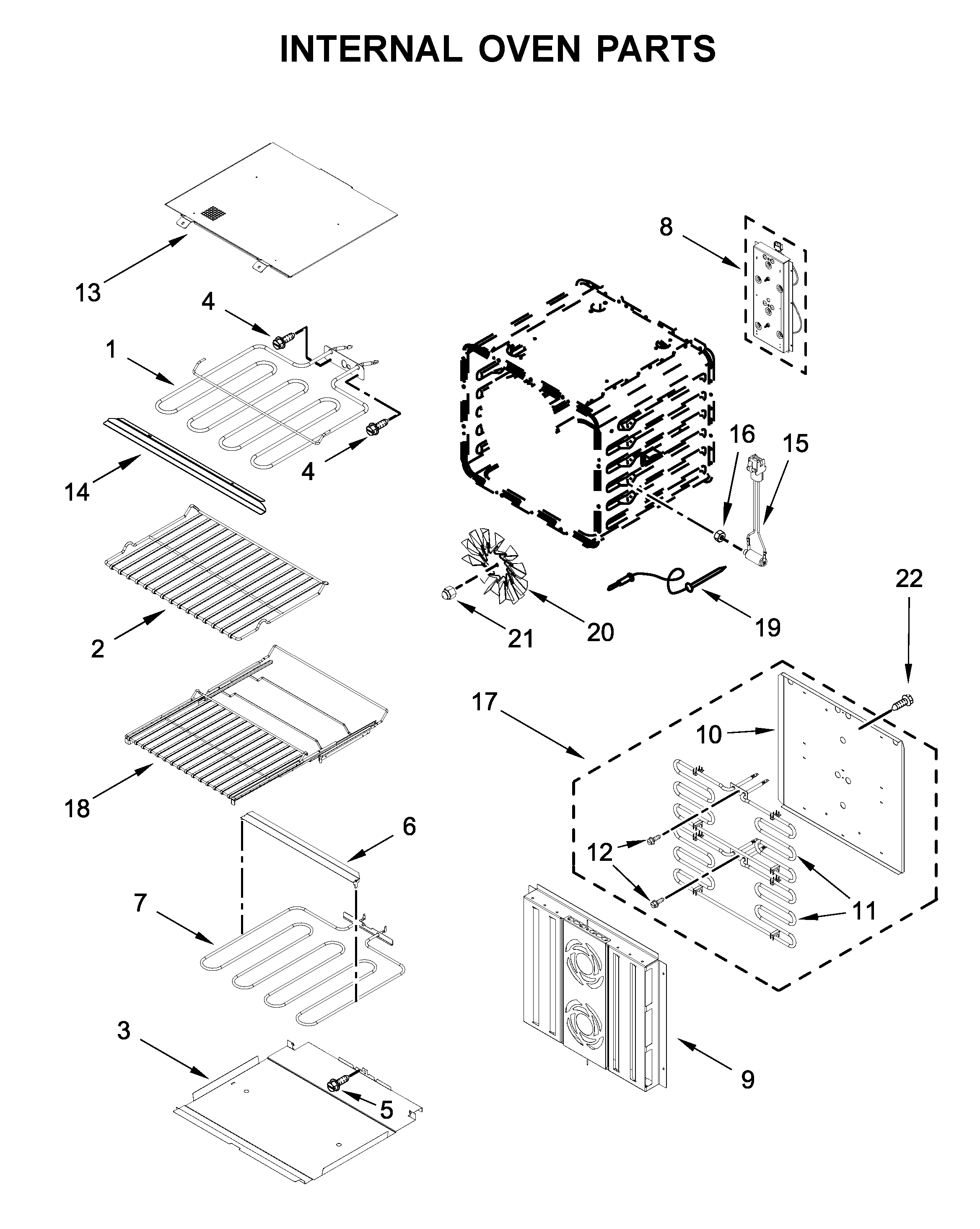 Jenn-Air JJW3830IL00 internal oven parts diagram