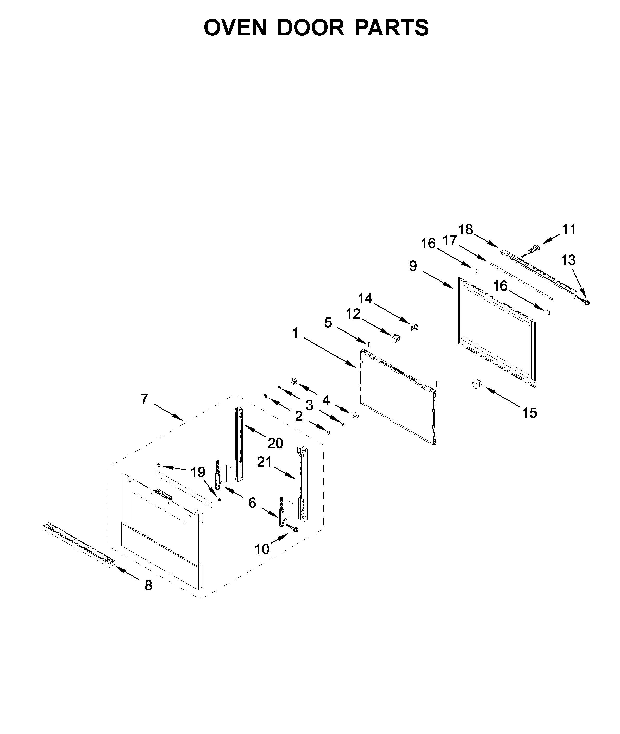 Jenn-Air JJW3430IM00 oven door parts diagram
