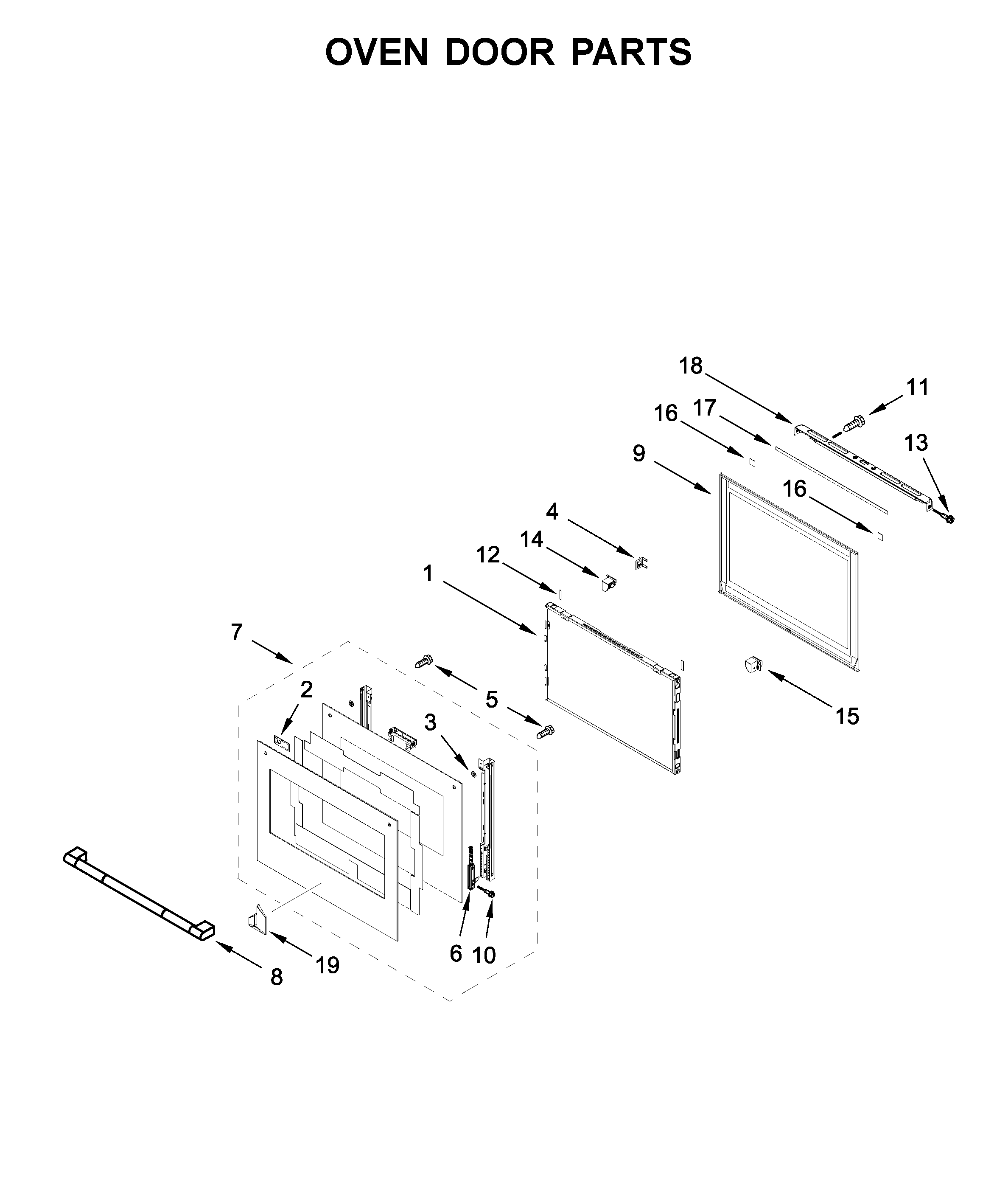 Jenn-Air JJW3430IL00 oven door parts diagram