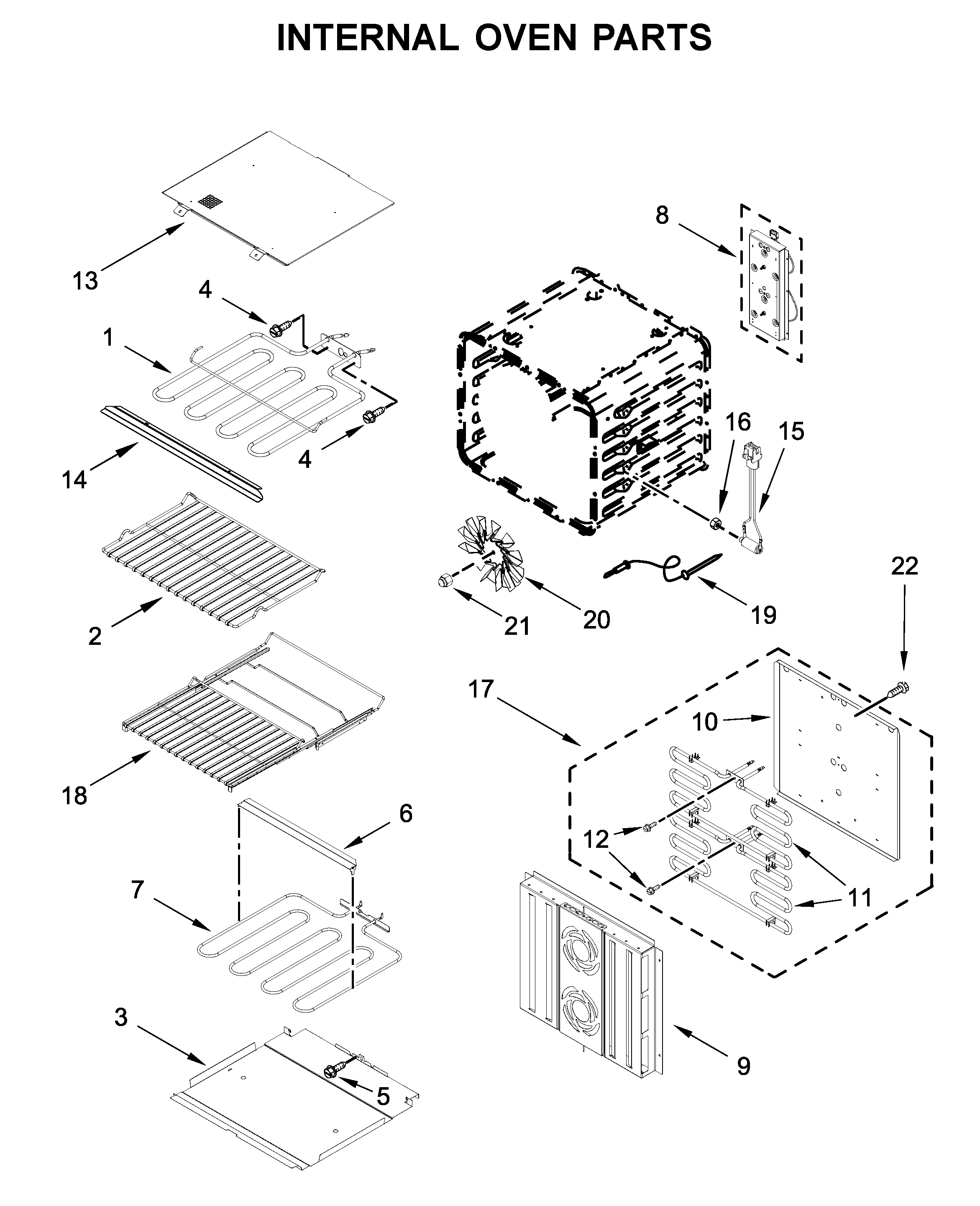 Jenn-Air JJW3430IL00 internal oven parts diagram