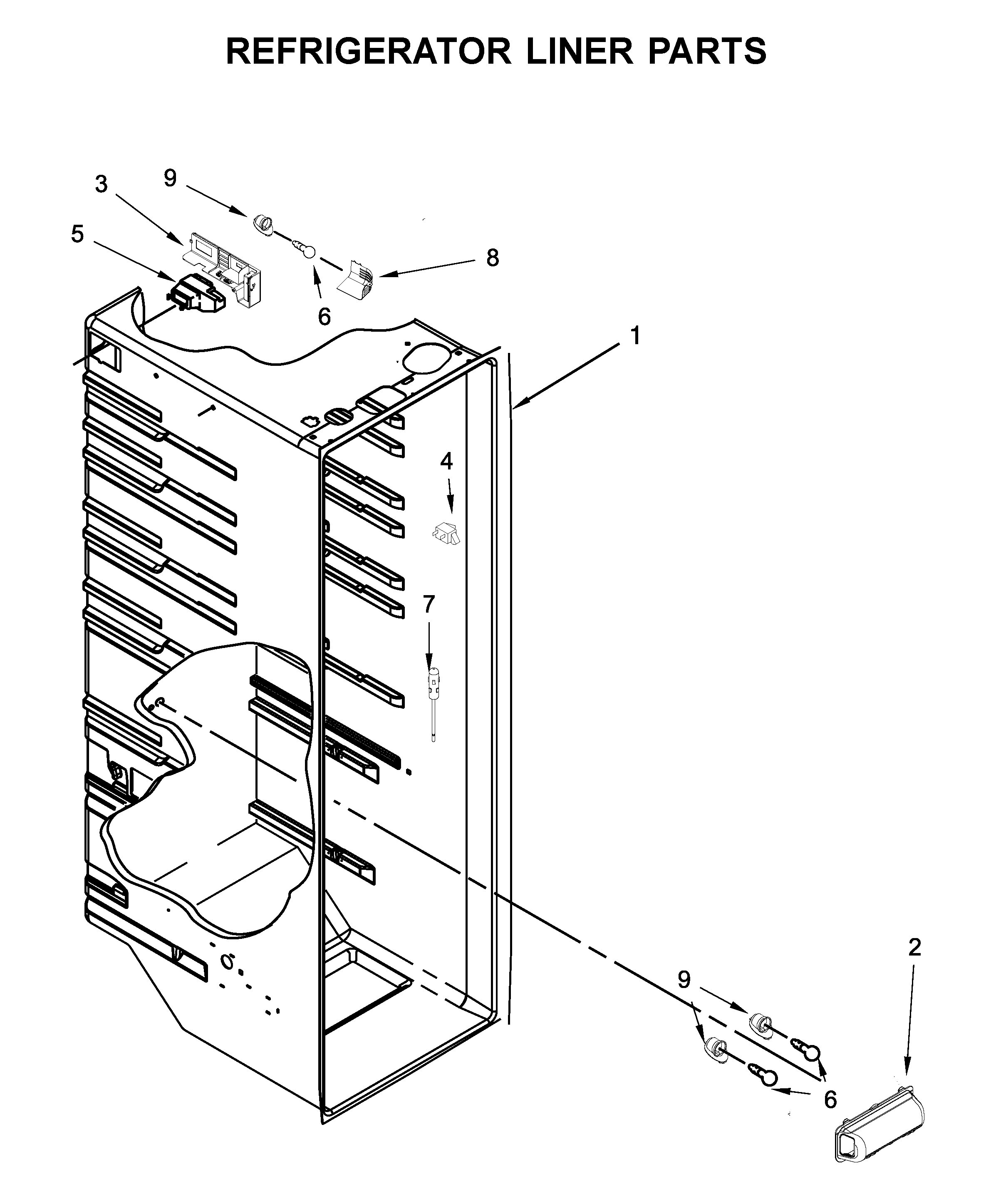 Whirlpool WRS315SNHB00 refrigerator liner parts diagram