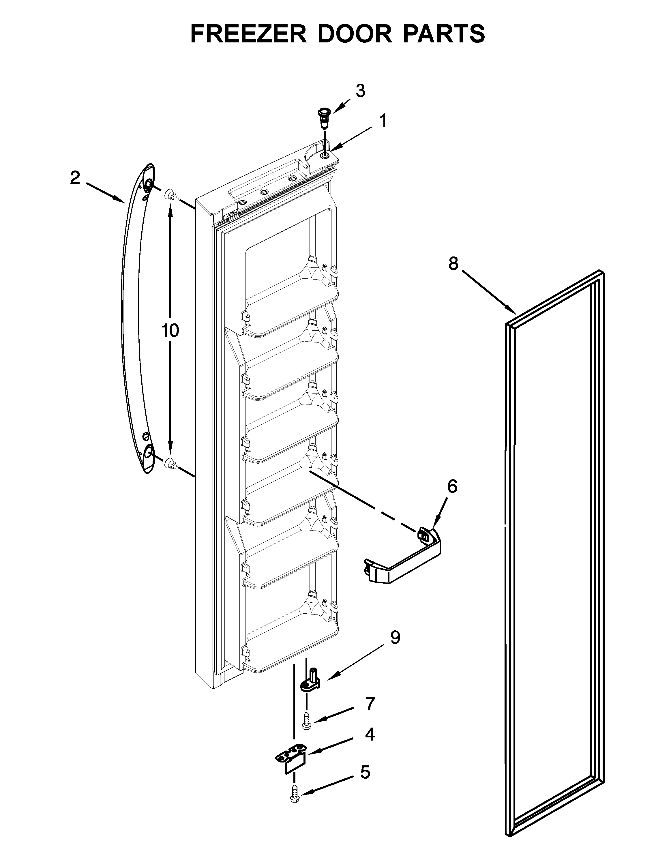 Whirlpool WRS315SNHB00 freezer door parts diagram