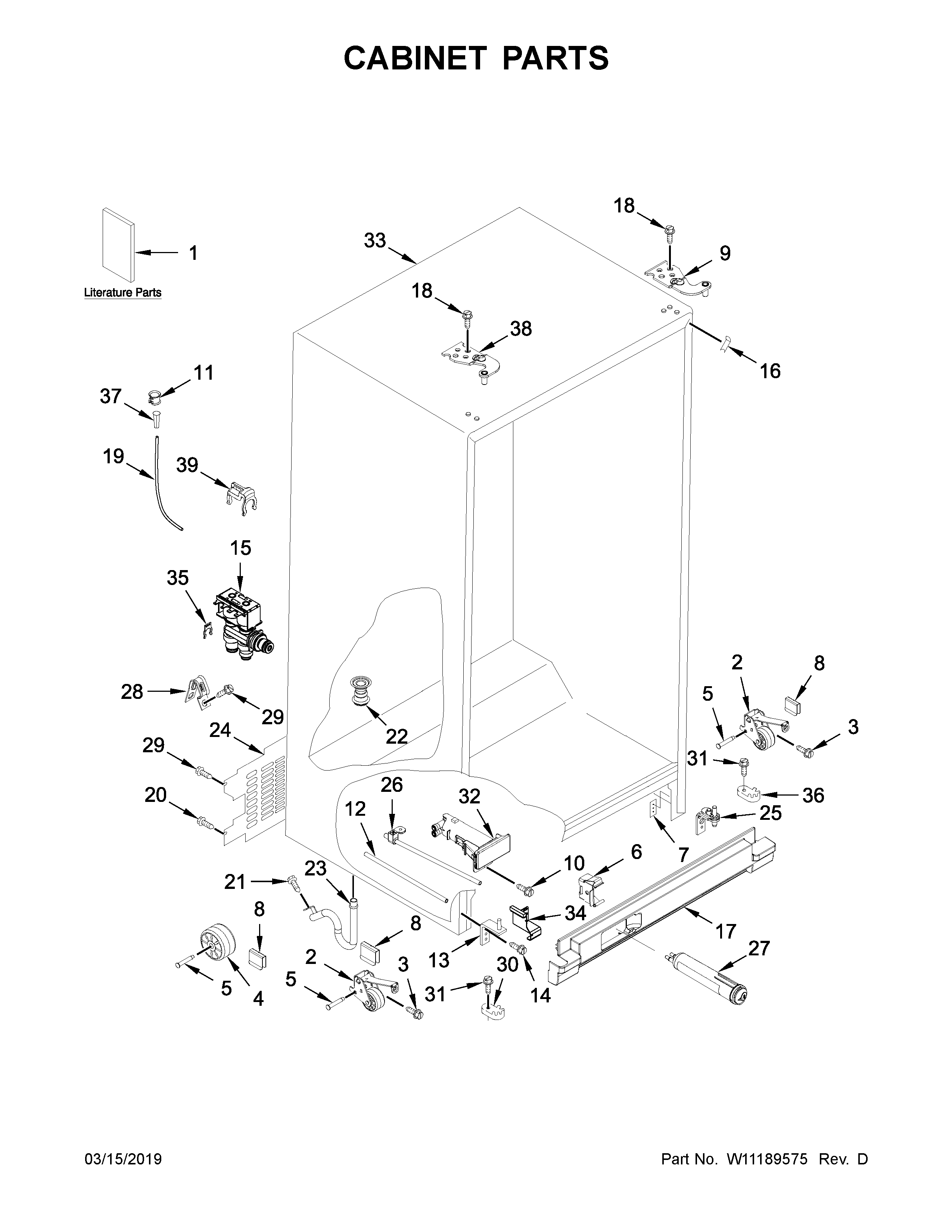 Whirlpool WRS321SDHB00 cabinet parts diagram