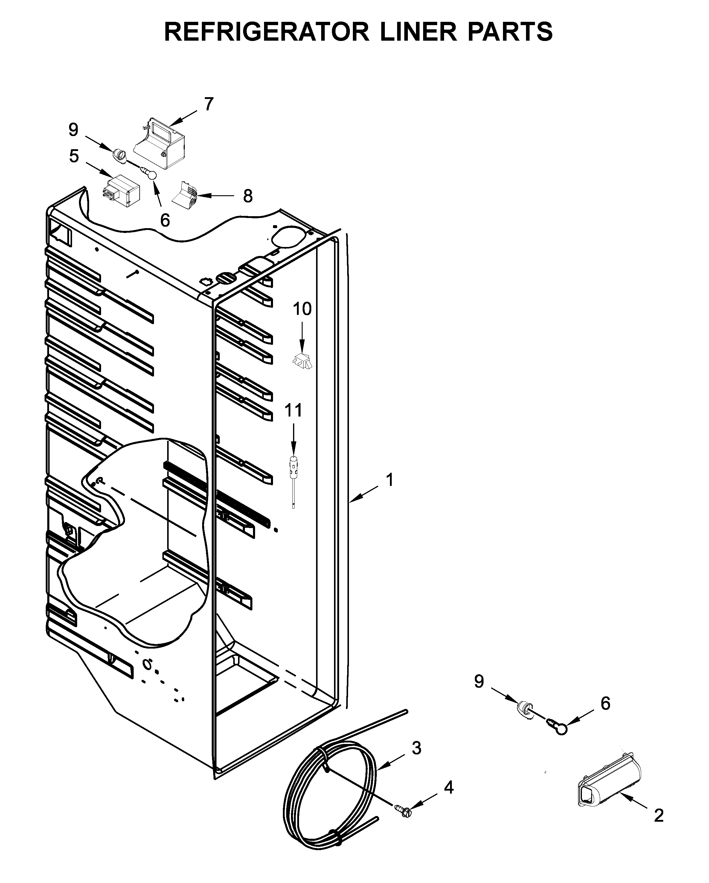 Whirlpool WRS321SDHB00 refrigerator liner parts diagram