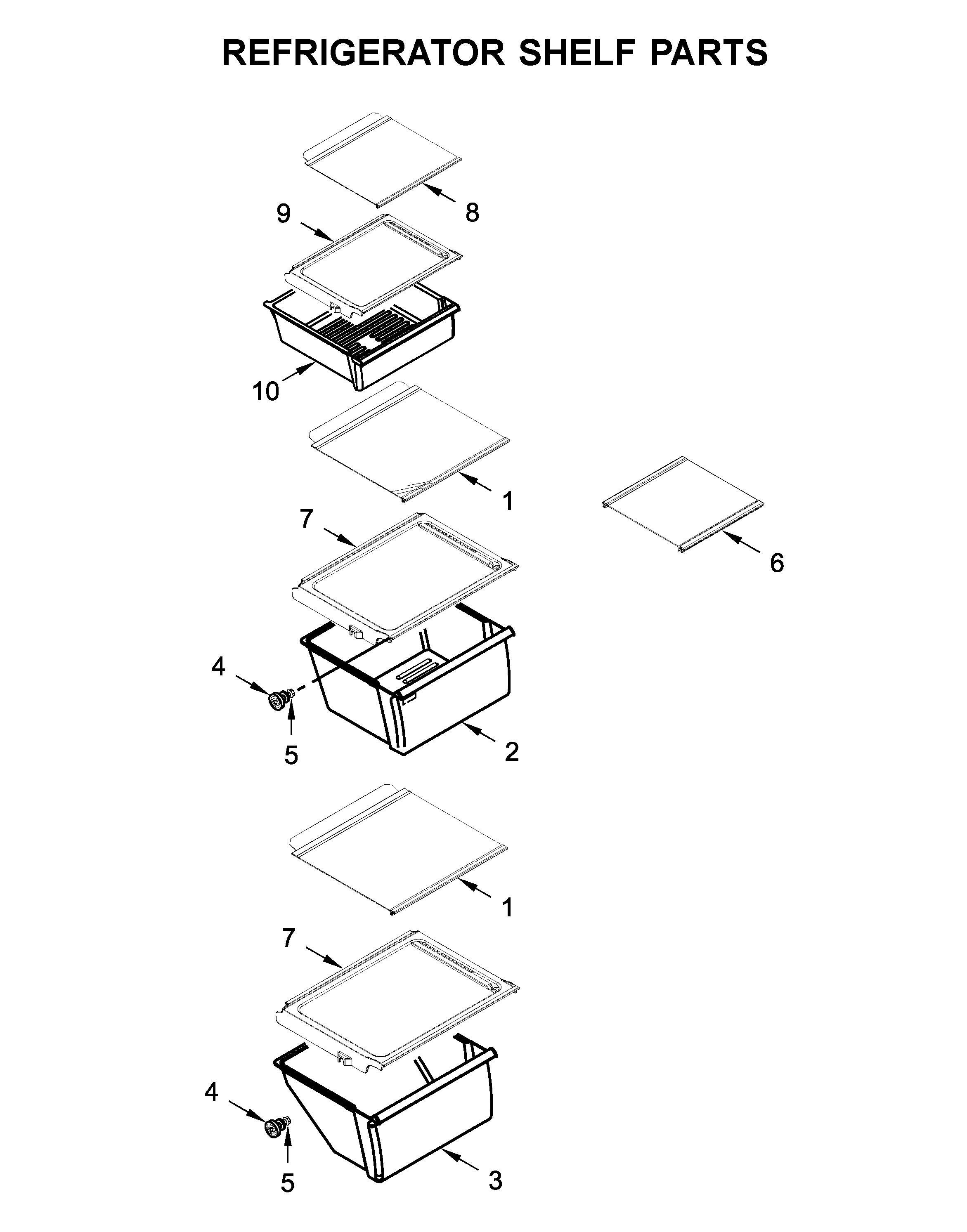 Whirlpool WRS321SDHB00 refrigerator shelf parts diagram