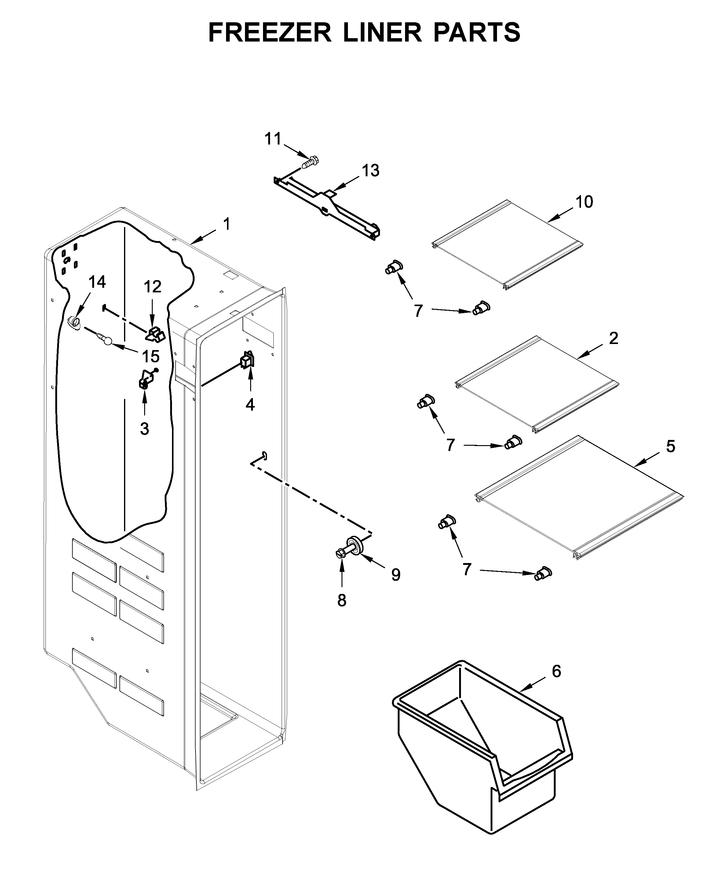 Whirlpool WRS321SDHB00 freezer liner parts diagram