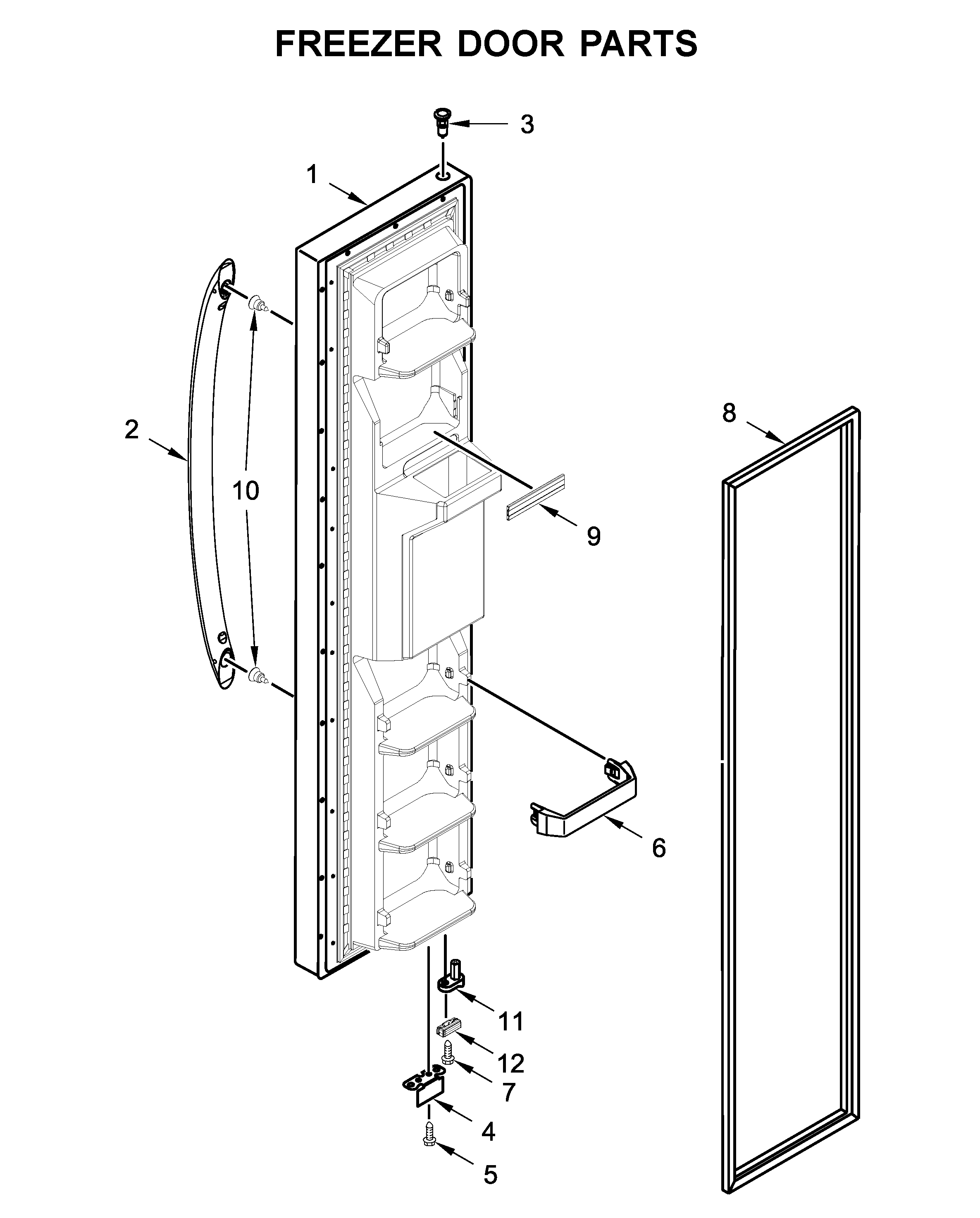 Whirlpool WRS321SDHB00 freezer door parts diagram