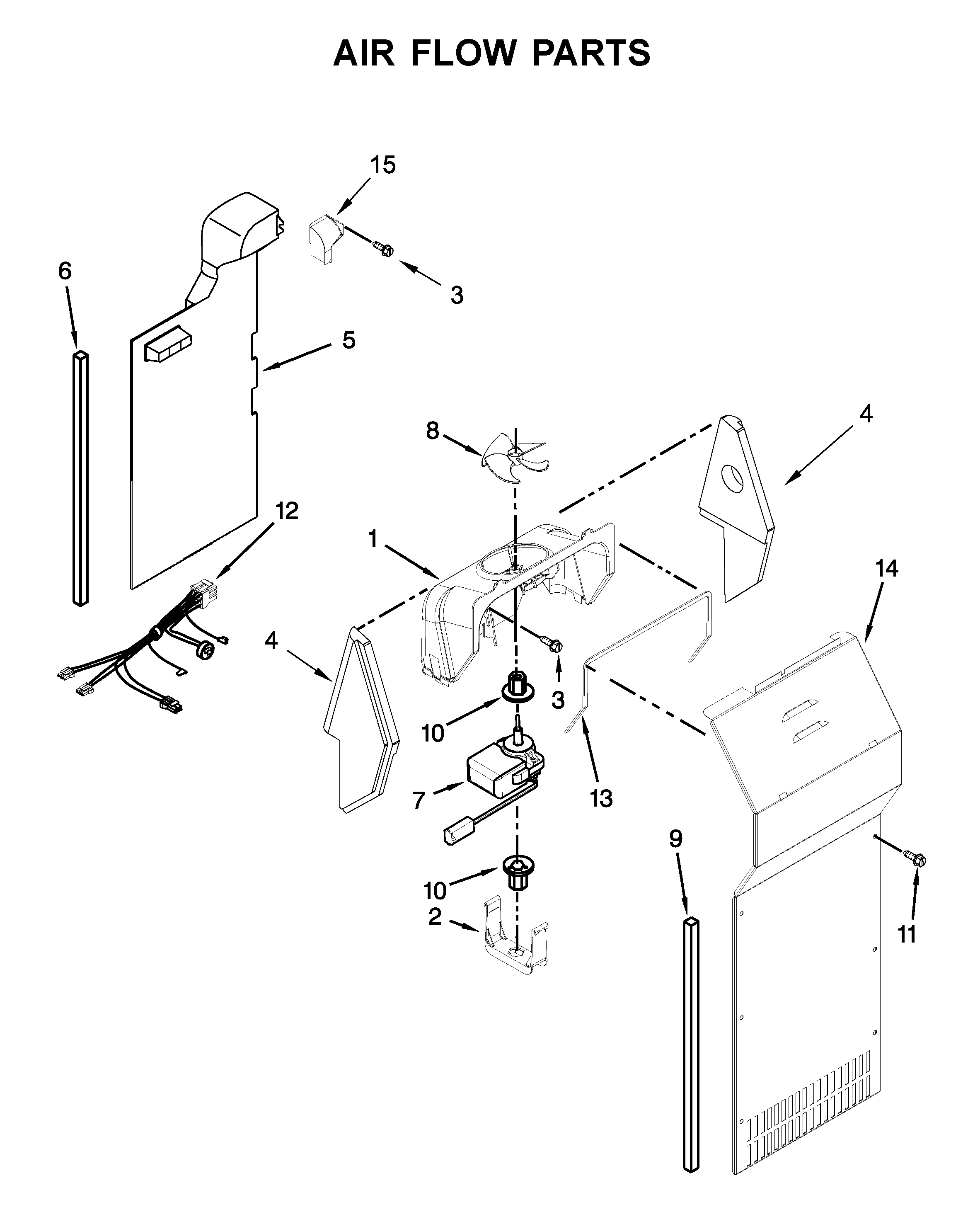 Whirlpool WRSA15SNHN00 air flow parts diagram